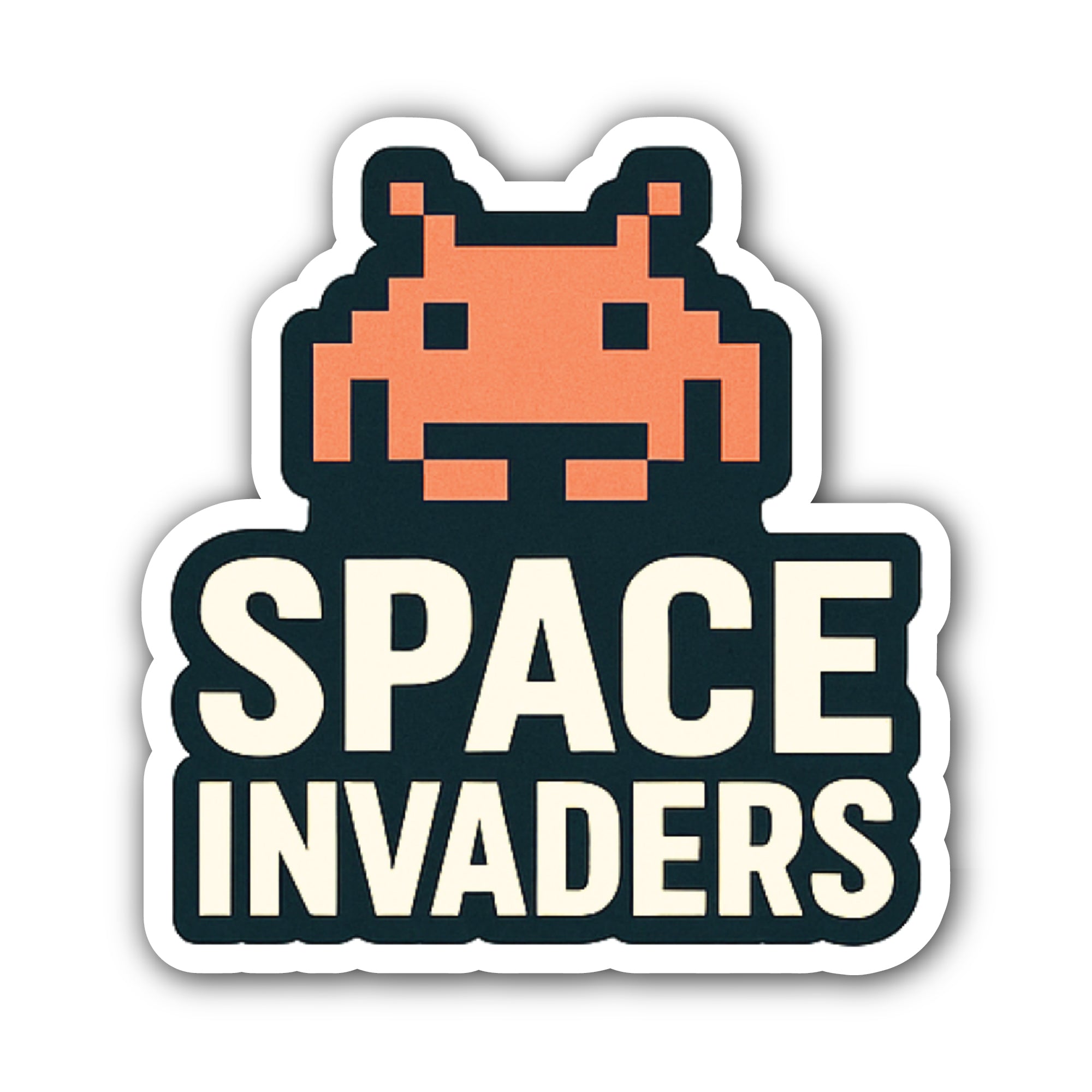 Space Invaders Sticker, Waterproof Vinyl Decal Sticker Indoor Or Outdoor 2 (Pieces) 3" and 5"