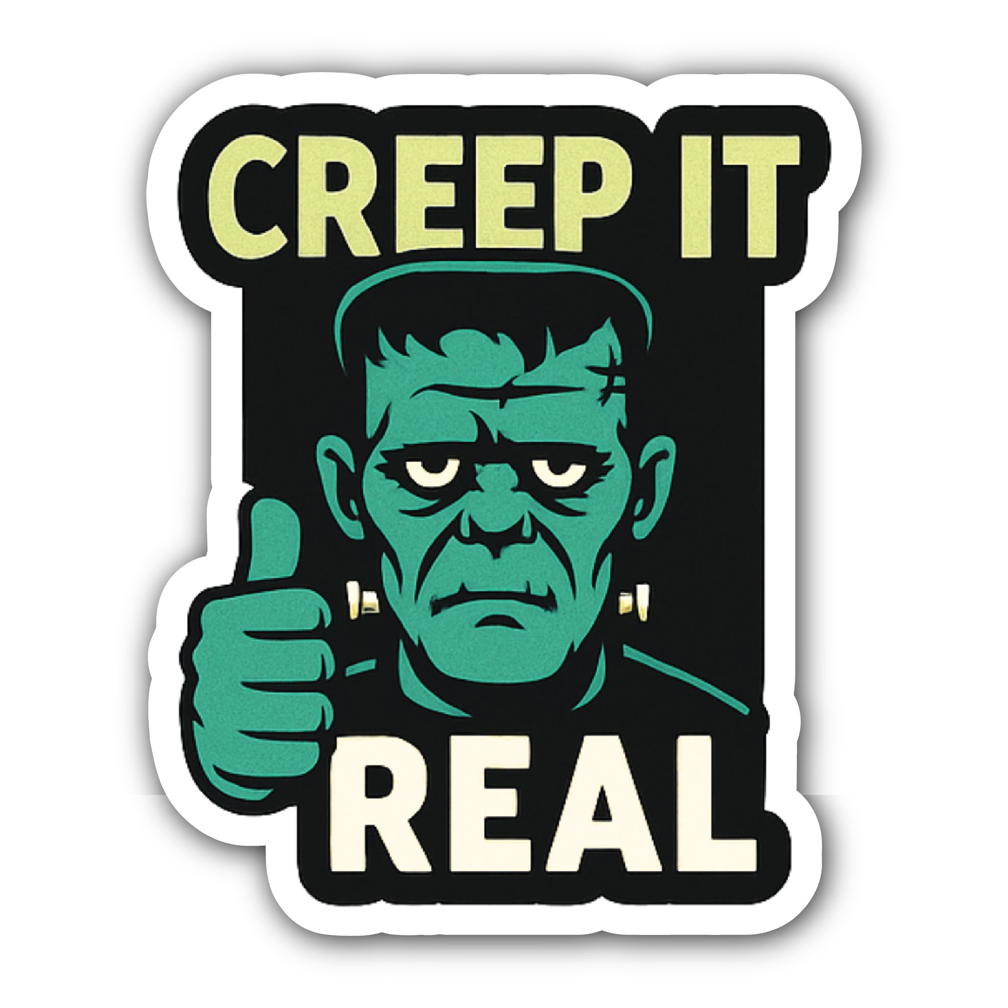 Frankenstein Monster Sticker, Waterproof Vinyl Decal Sticker Indoor Or Outdoor 2 (Pieces) 3" and 5"