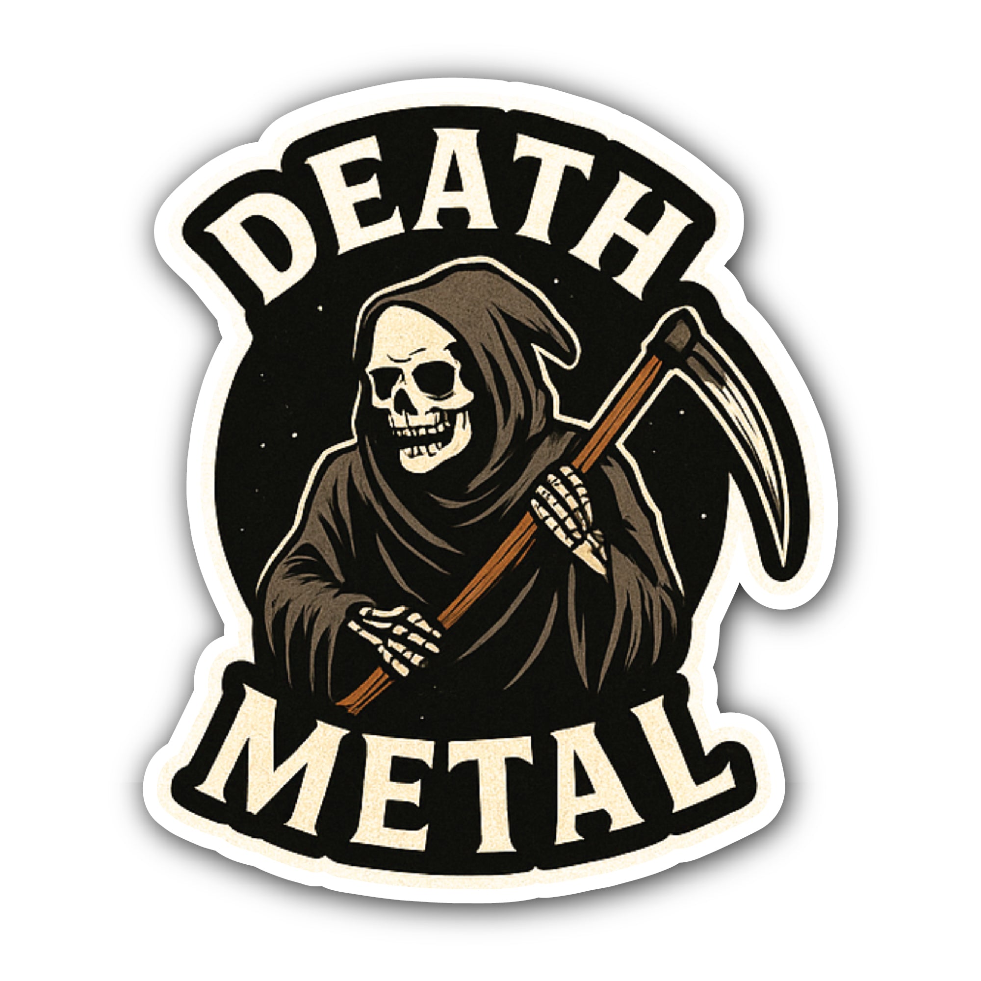 Death metal Sticker, Waterproof Vinyl Decal Sticker Indoor Or Outdoor 2 (Pieces) 3" and 5"