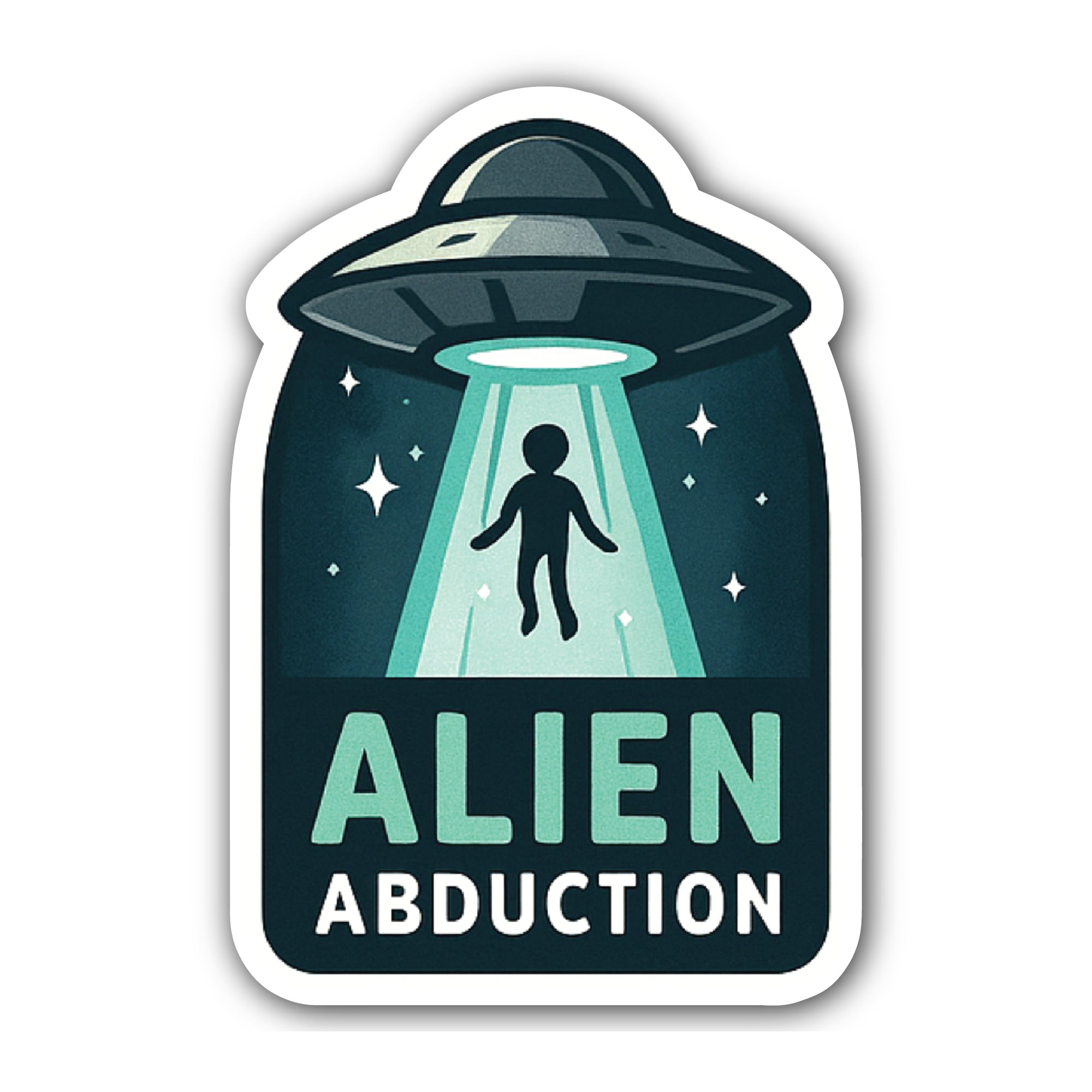 Alien abduction Sticker, Waterproof Vinyl Decal Sticker Indoor Or Outdoor 2 (Pieces) 3" and 5"