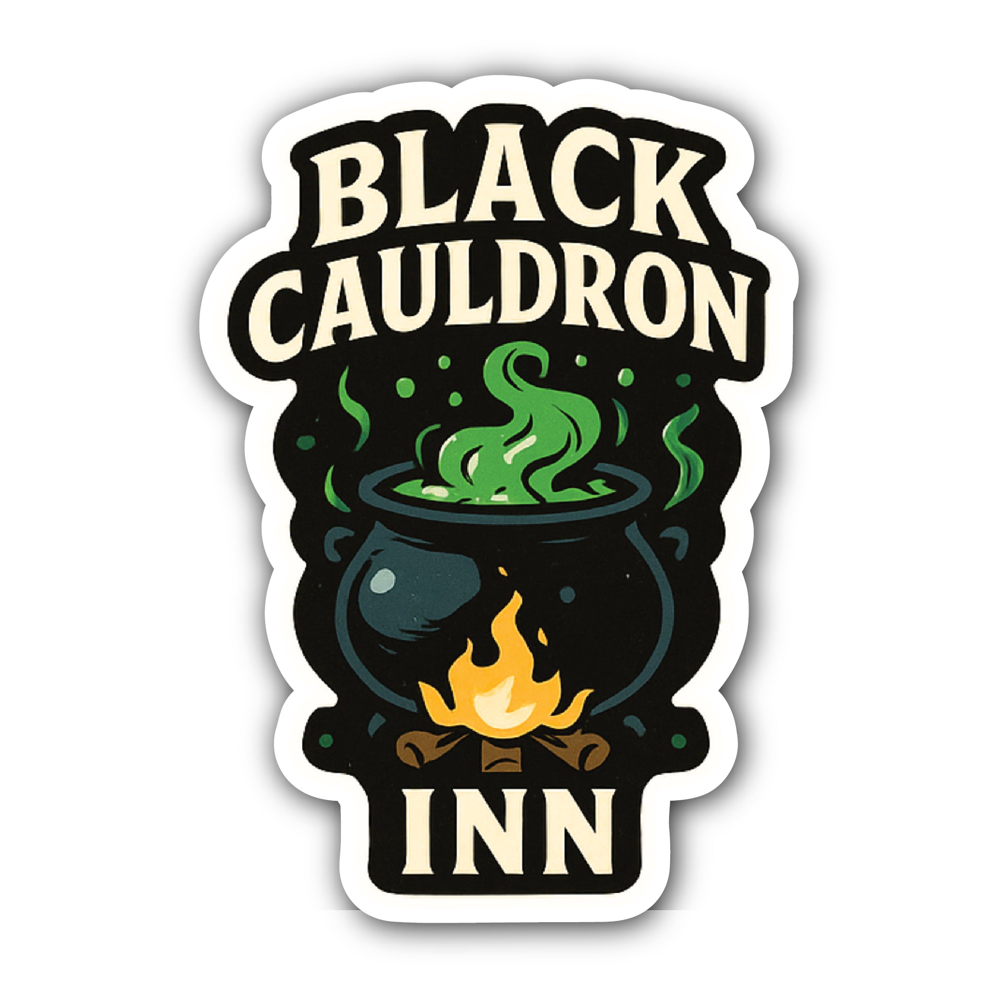 Black Cauldron Inn Sticker, Waterproof Vinyl Decal Sticker Indoor Or Outdoor 2 (Pieces) 3" and 5"