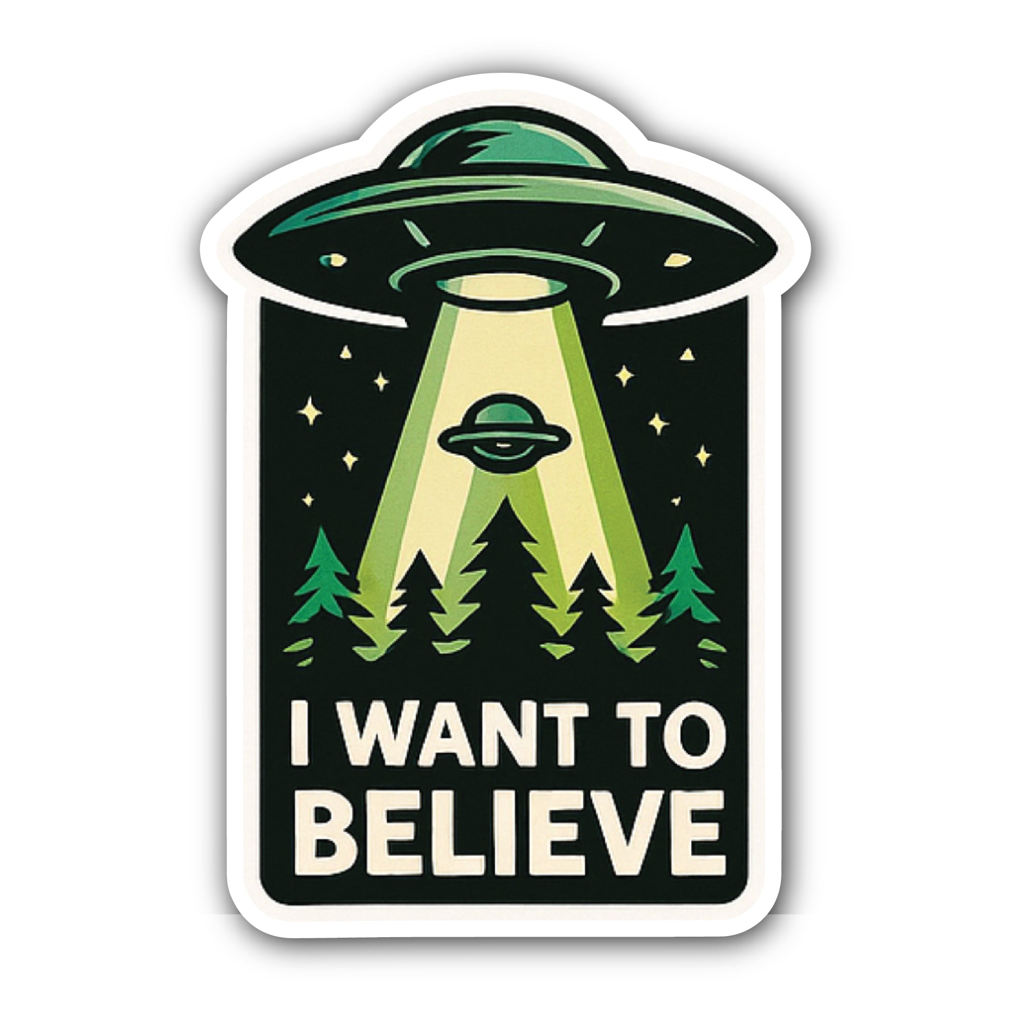 I Want to Believe Sticker, Waterproof Vinyl Decal Sticker Indoor Or Outdoor 2 (Pieces) 3" and 5"