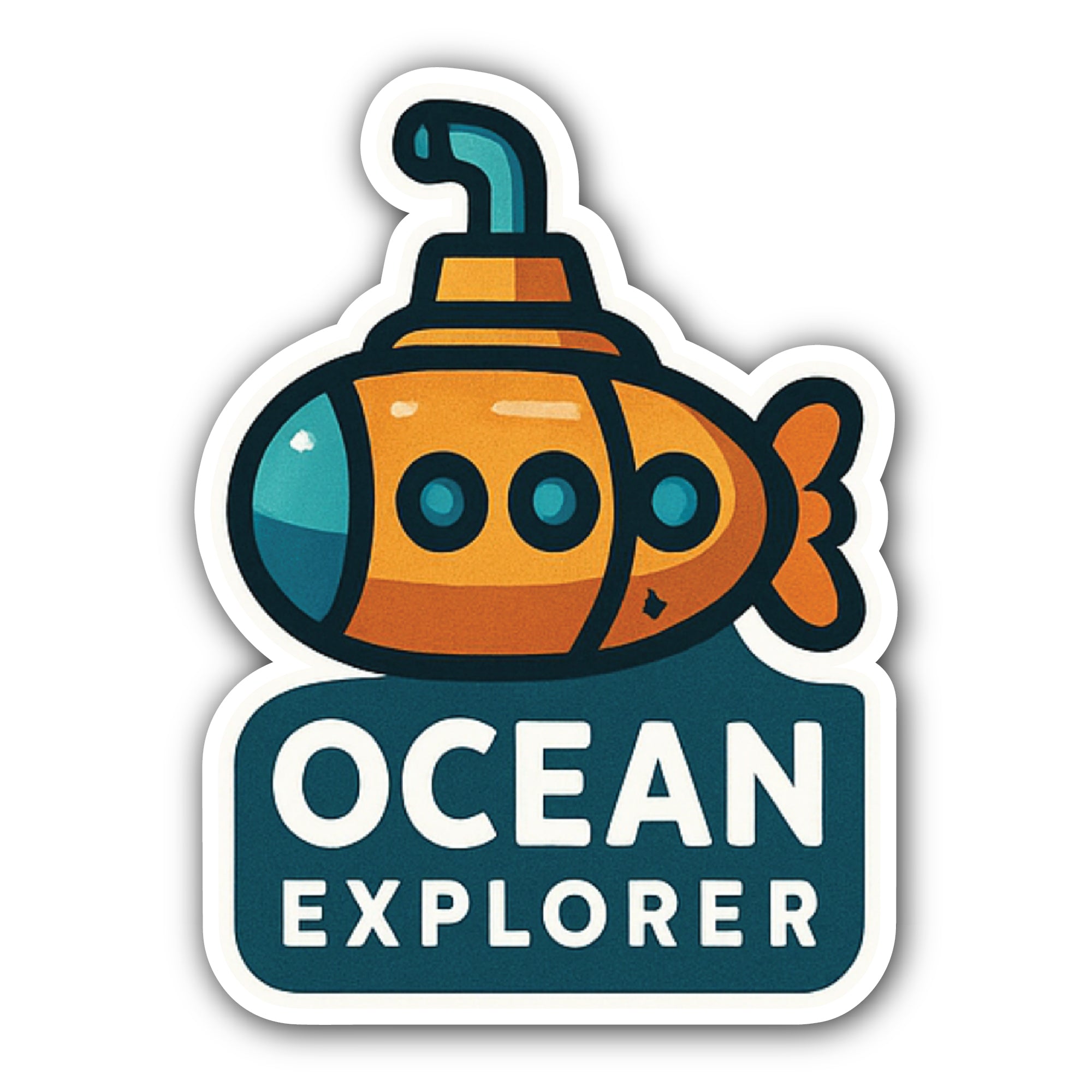 Ocean Explorer Sticker, Waterproof Vinyl Decal Sticker Indoor Or Outdoor 2 (Pieces) 3" and 5"