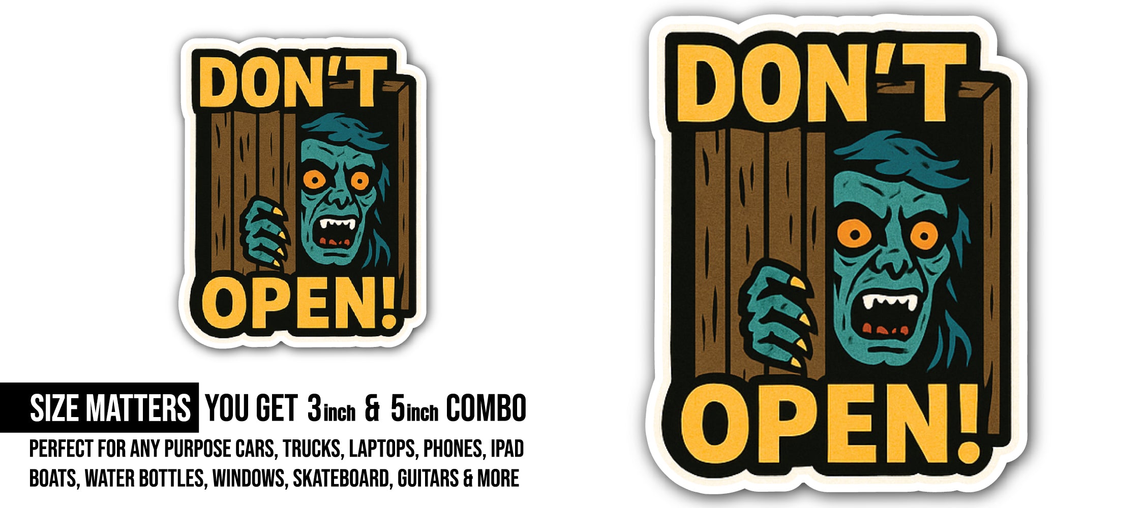 Don't Open Sticker, Waterproof Vinyl Decal Sticker Indoor Or Outdoor 2 (Pieces) 3" and 5"