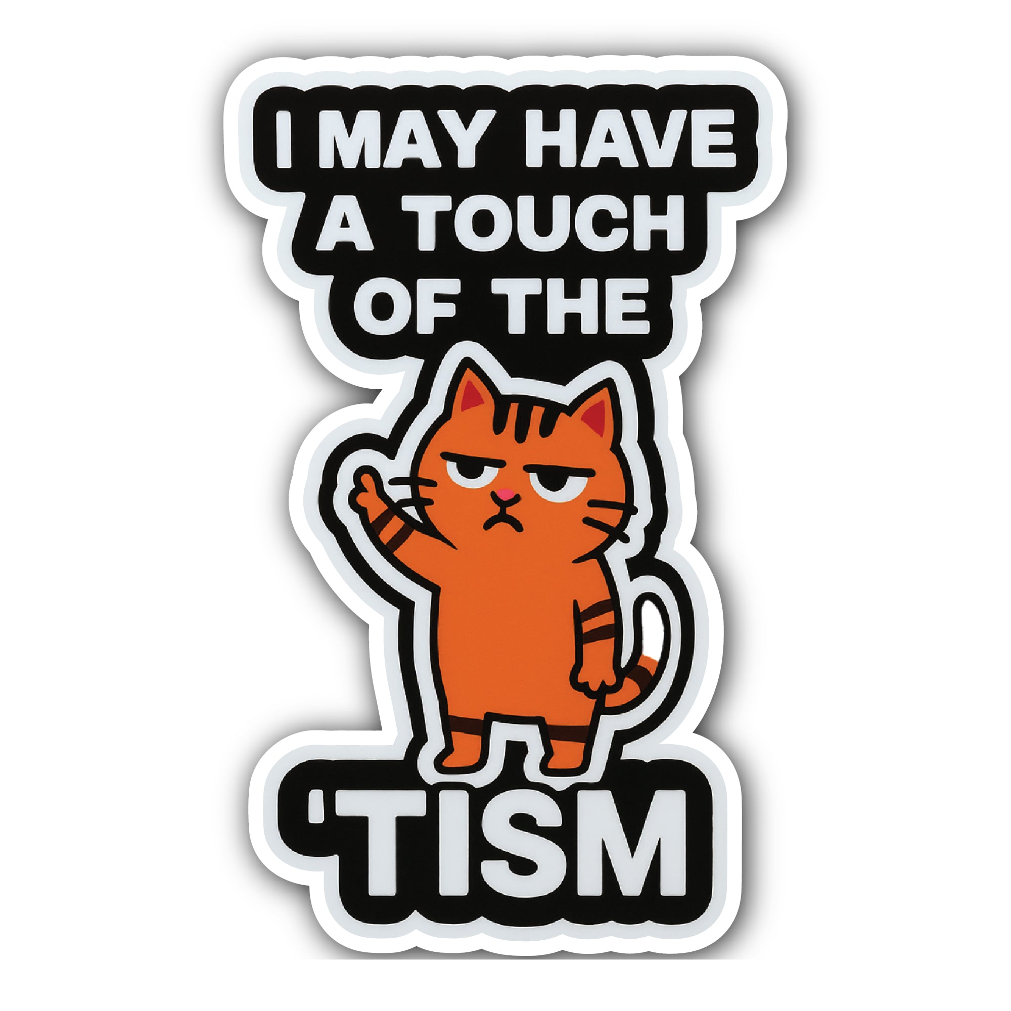Funny Cat Sticker, Waterproof Vinyl Decal Sticker Indoor Or Outdoor 2 (Pieces) 3" and 5"