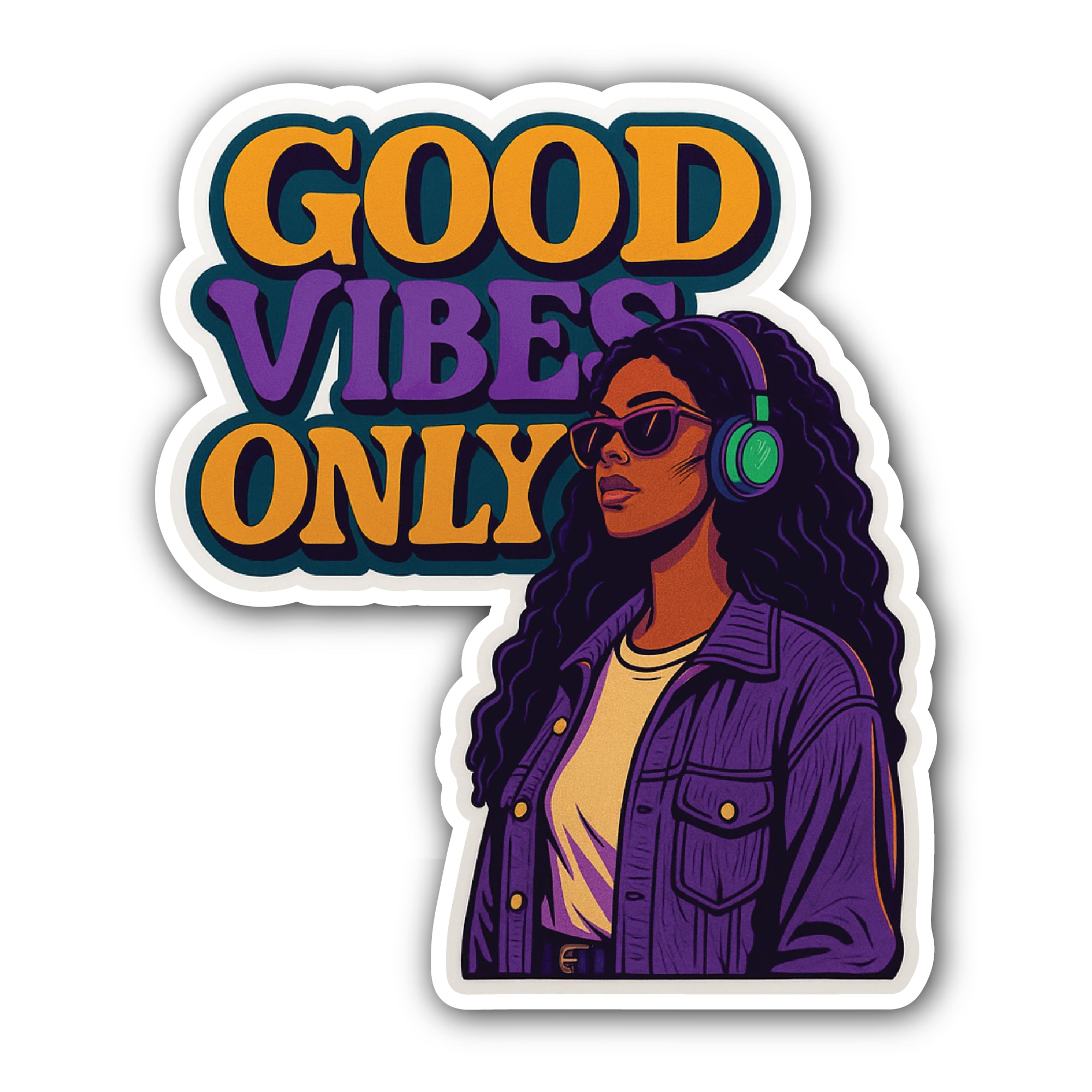 Good Vibes Only Sticker, Waterproof Vinyl Decal Sticker Indoor Or Outdoor 2 (Pieces) 3" and 5"