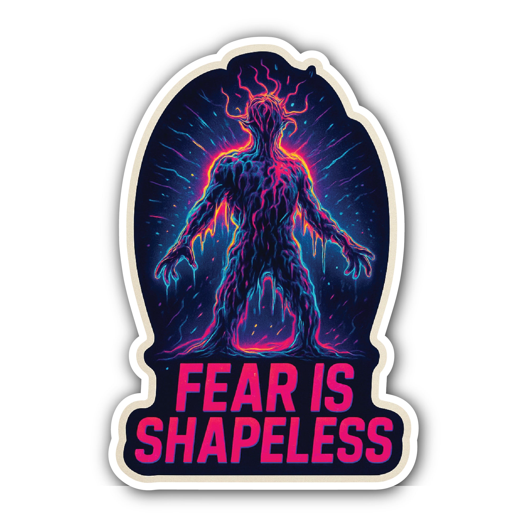Fear is shapeless Text Sticker, Waterproof Vinyl Decal Sticker Indoor Or Outdoor 2 (Pieces) 3" and 5"