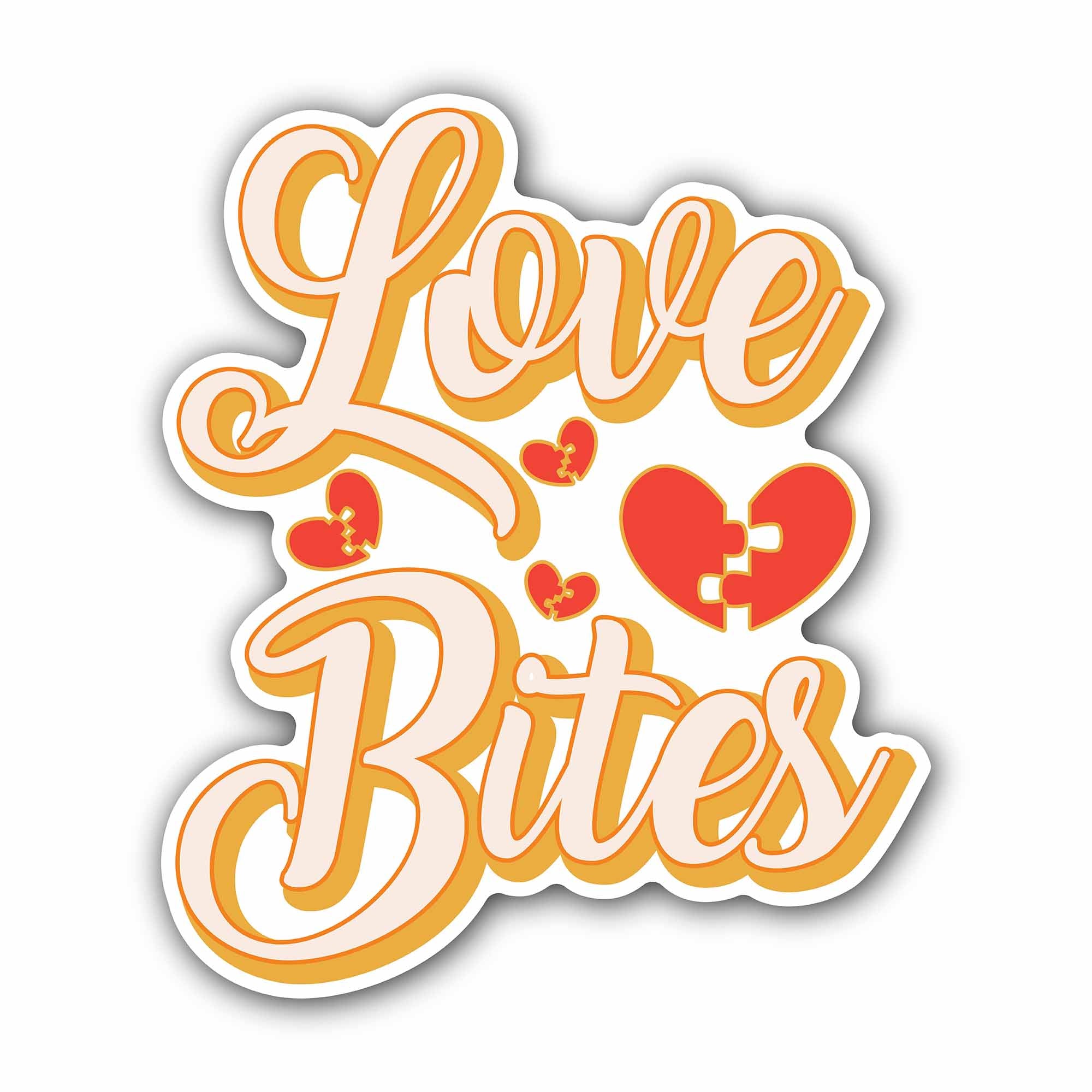Love Bites Sticker, Waterproof Vinyl Decal Sticker Indoor Or Outdoor 2 (Pieces) 3" and 5"