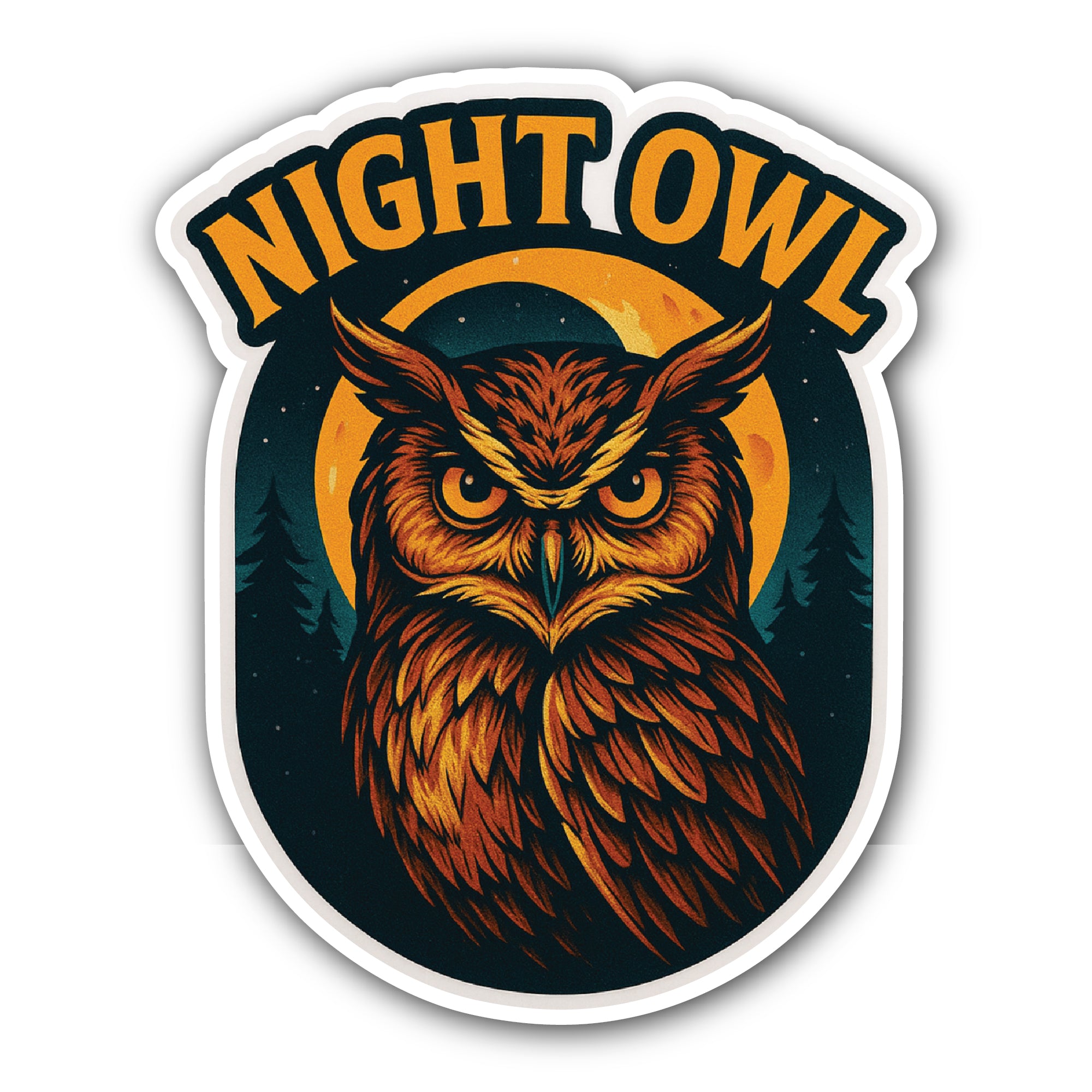 Night Owl Sticker, Waterproof Vinyl Decal Sticker Indoor Or Outdoor 2 (Pieces) 3" and 5"