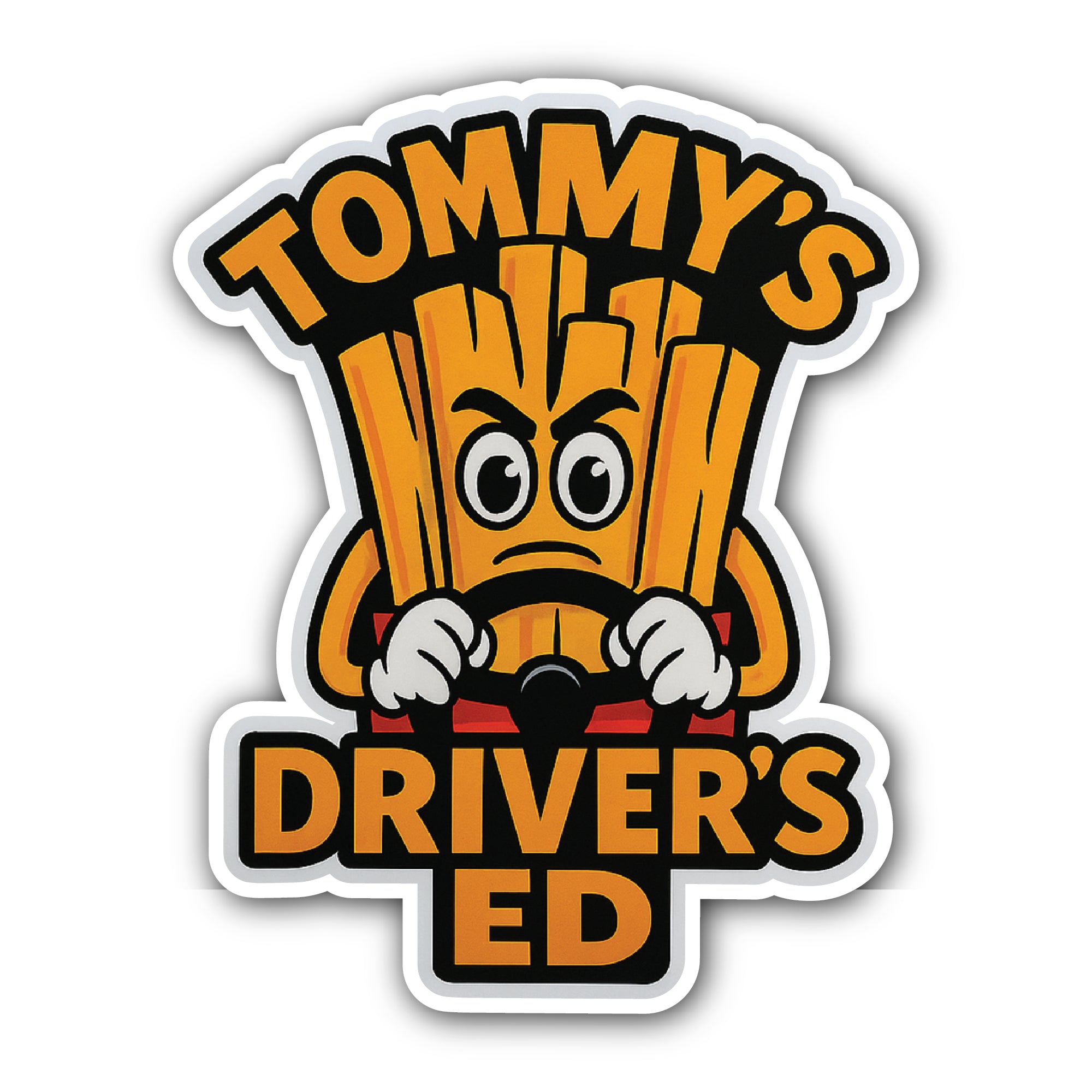 Tommy's Driver's ed Sticker, Waterproof Vinyl Decal Sticker Indoor Or Outdoor 2 (Pieces) 3" and 5"