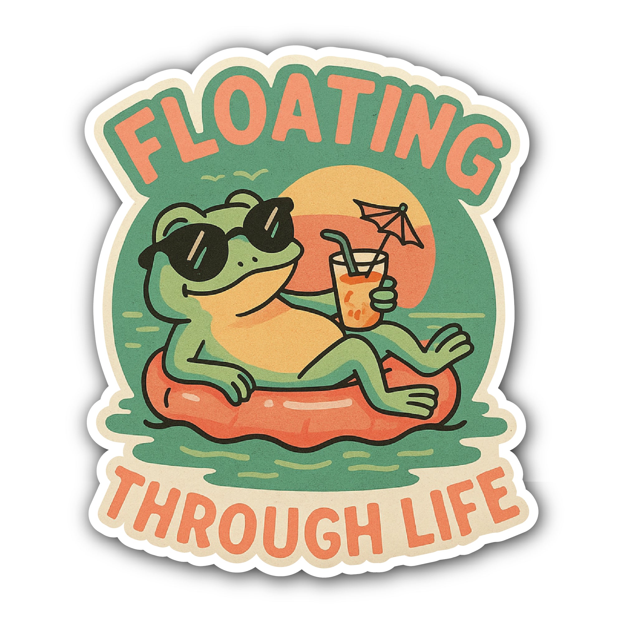 Floating Through Life Sticker, Waterproof Vinyl Decal Sticker Indoor Or Outdoor 2 (Pieces) 3" and 5"