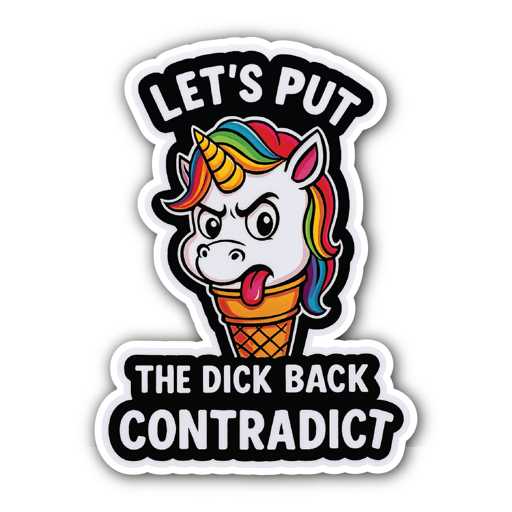 The Dick Back CONTRADICT Sticker, Waterproof Vinyl Decal Sticker Indoor Or Outdoor 2 (Pieces) 3" and 5"