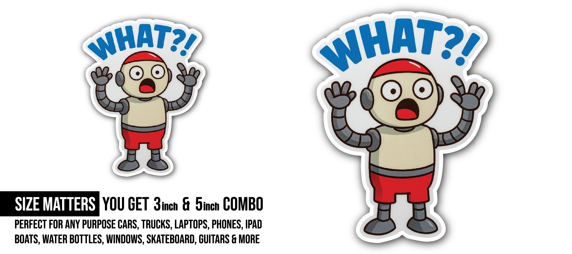 Robotics Sticker, Waterproof Vinyl Decal Sticker Indoor Or Outdoor 2 (Pieces) 3" and 5"