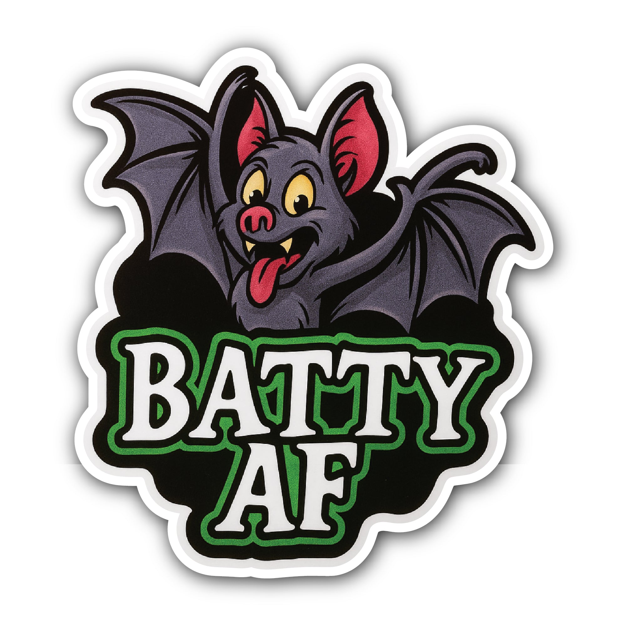 Batty AF Sticker, Waterproof Vinyl Decal Sticker Indoor Or Outdoor 2 (Pieces) 3" and 5"