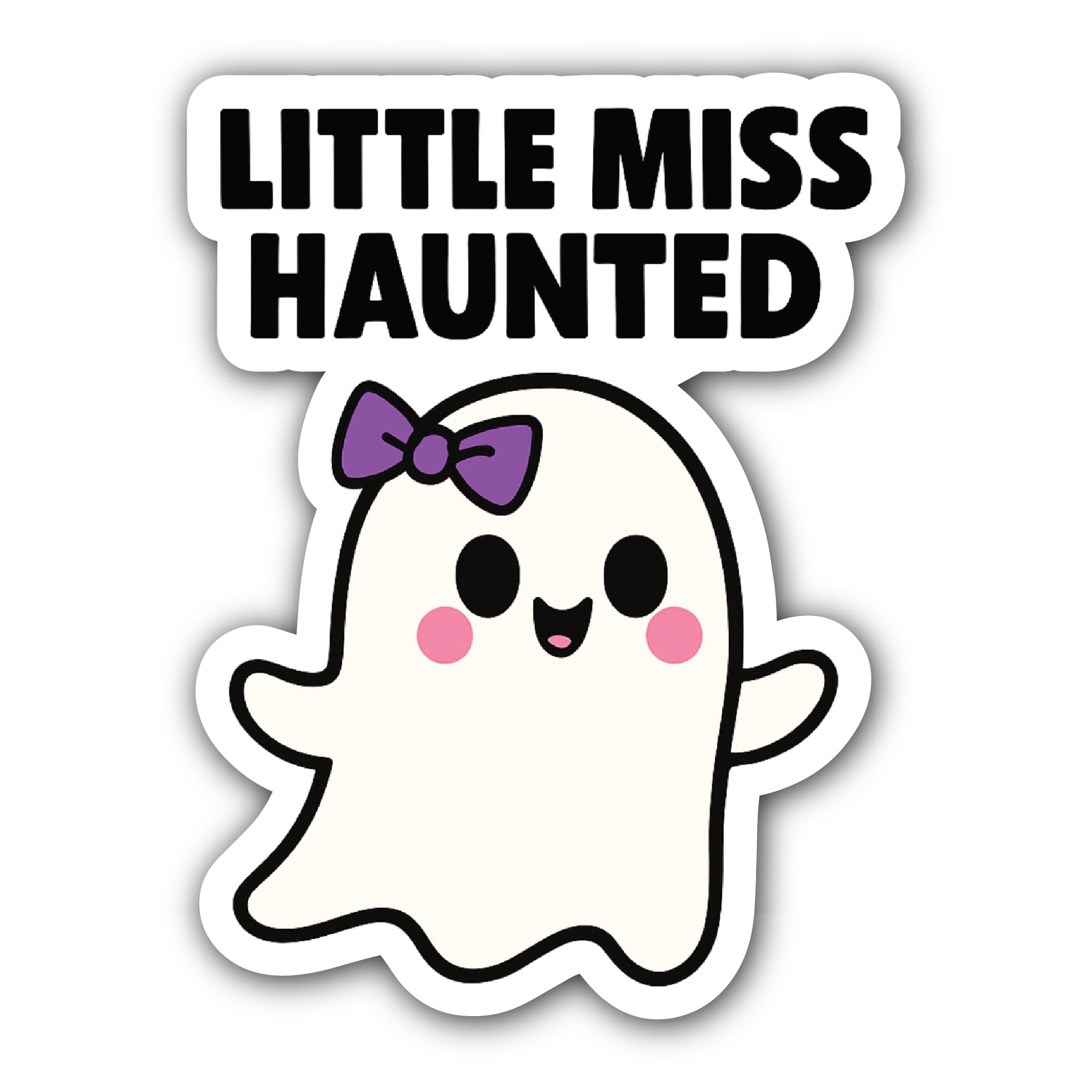 Little Miss Haunted Sticker, Waterproof Vinyl Decal Sticker Indoor Or Outdoor 2 (Pieces) 3" and 5''