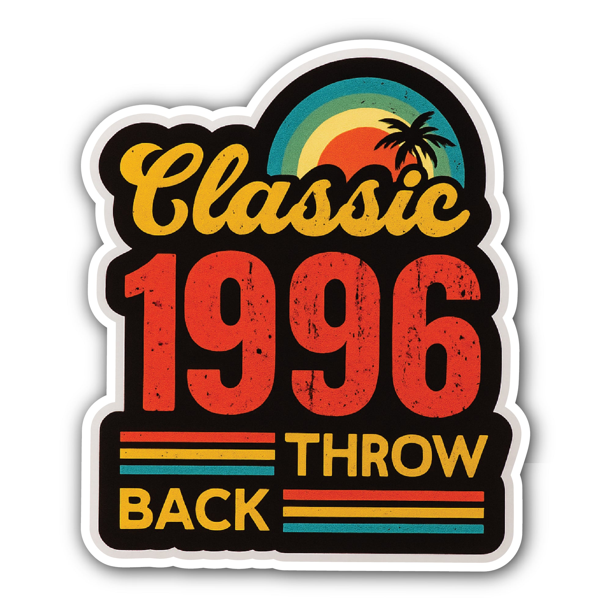 Classic 1996 Throwback Sticker, Waterproof Vinyl Decal Sticker Indoor Or Outdoor 2 (Pieces) 3" and 5"