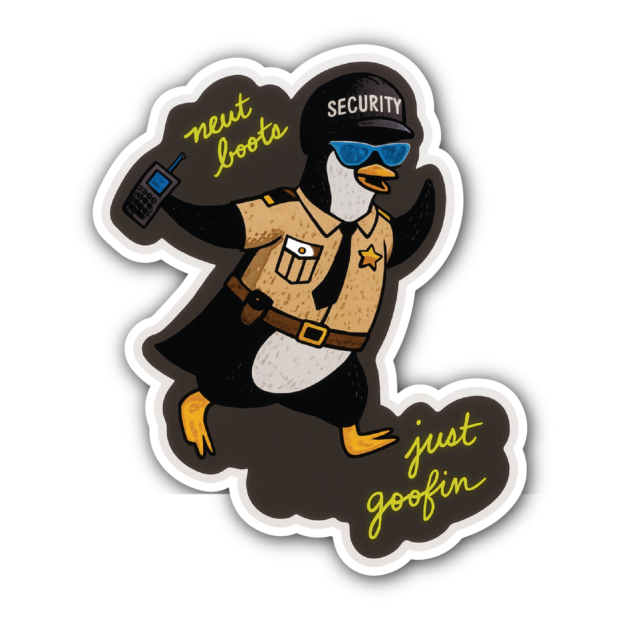 Security Penguin Sticker, Waterproof Vinyl Decal Sticker Indoor Or Outdoor 2 (Pieces) 3" and 5"