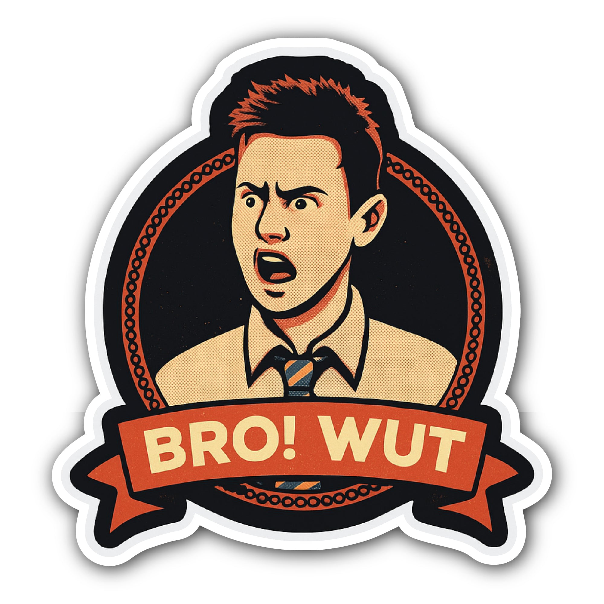 Bro! Wut Sticker, Waterproof Vinyl Decal Sticker Indoor Or Outdoor 2 (Pieces) 3" and 5"