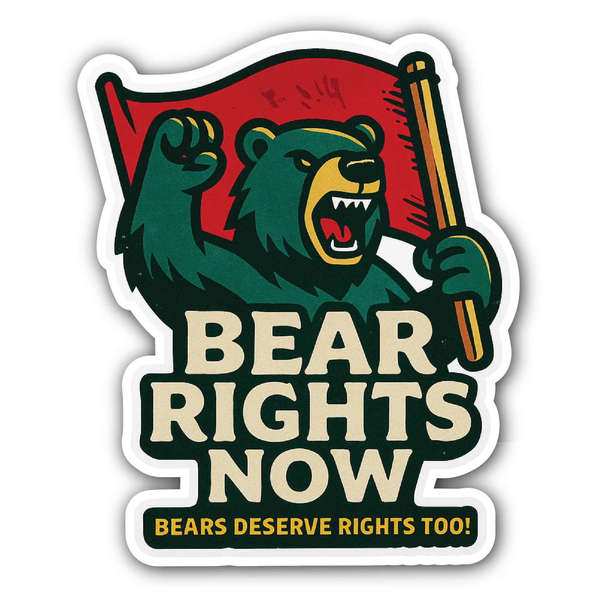 Bear Rights Now Sticker, Waterproof Vinyl Decal Sticker Indoor Or Outdoor 2 (Pieces) 3" and 5"