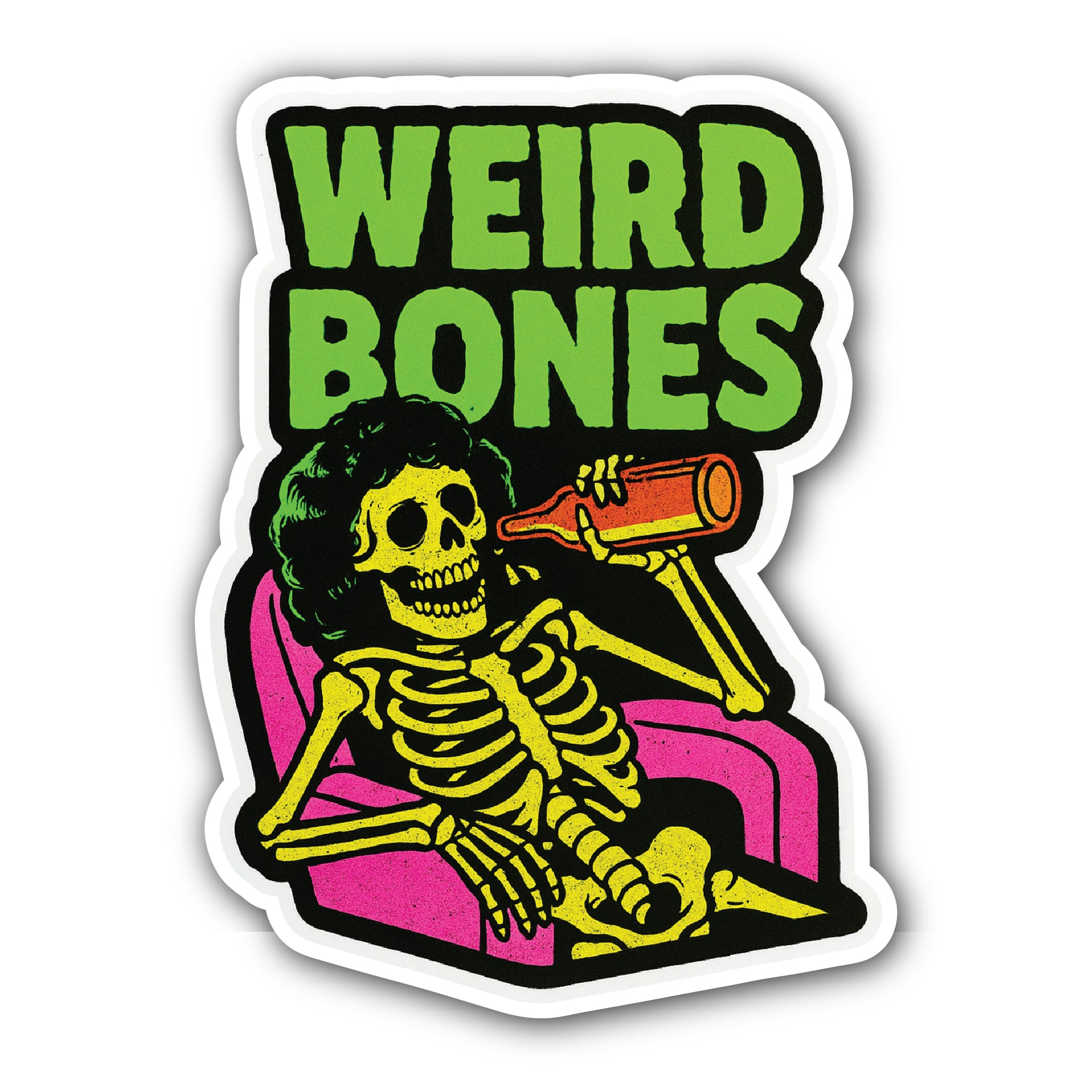 Weird Bones Sticker, Waterproof Vinyl Decal Sticker Indoor Or Outdoor 2 (Pieces) 3" and 5"