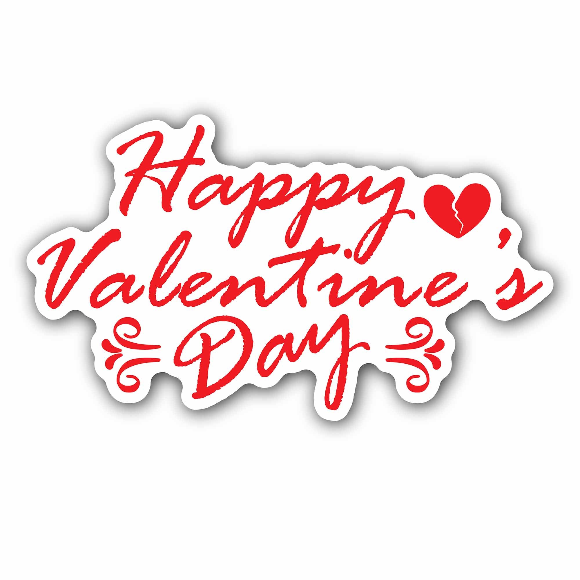 Red Color Happy Valentine Day Text Sticker, Waterproof Vinyl Decal Sticker Indoor Or Outdoor 2 (Pieces) 3" and 5"