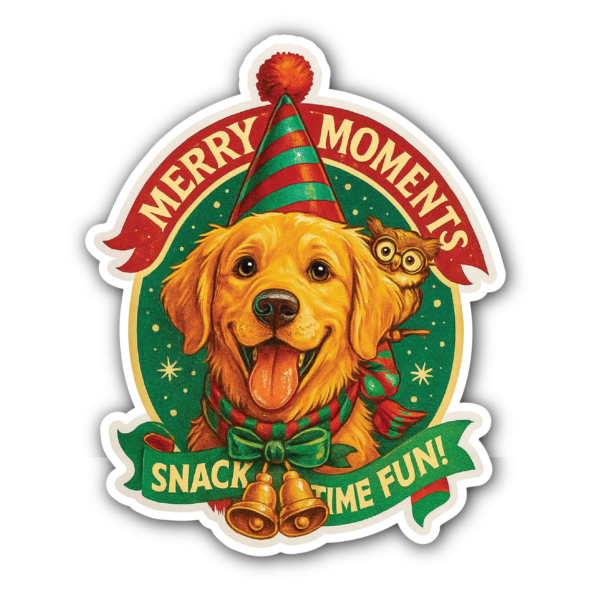 Merry Moments Snack Time Fun! Sticker, Waterproof Vinyl Decal Sticker Indoor Or Outdoor 2 (Pieces) 3" and 5"