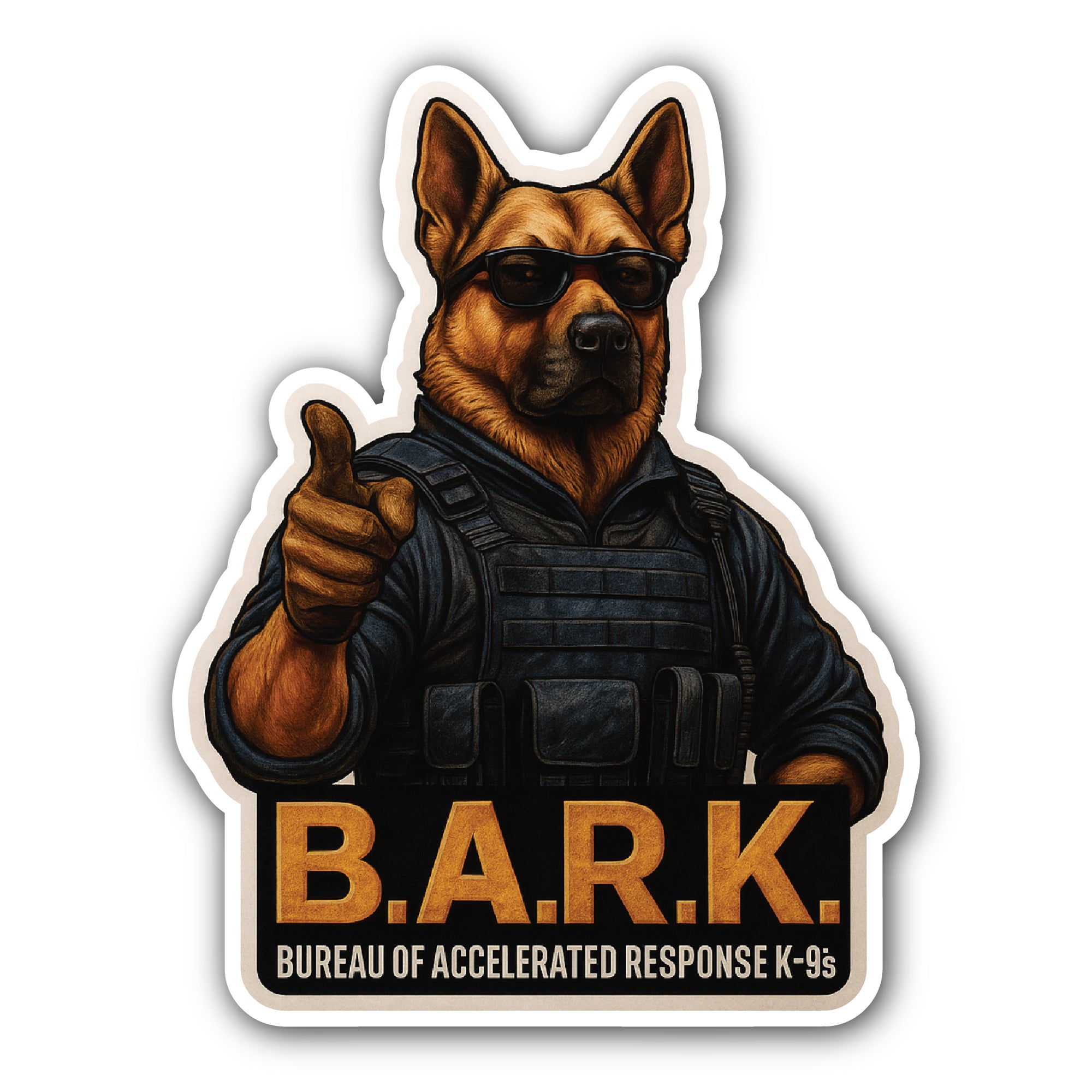 B.A.R.K. K-9 Unit Sticker, Waterproof Vinyl Decal Sticker Indoor Or Outdoor 2 (Pieces) 3" and 5"