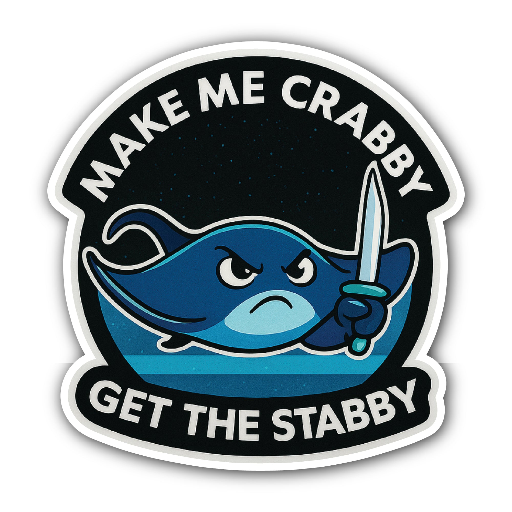 Stabby Ray Sticker, Waterproof Vinyl Decal Sticker Indoor Or Outdoor 2 (Pieces) 3" and 5"