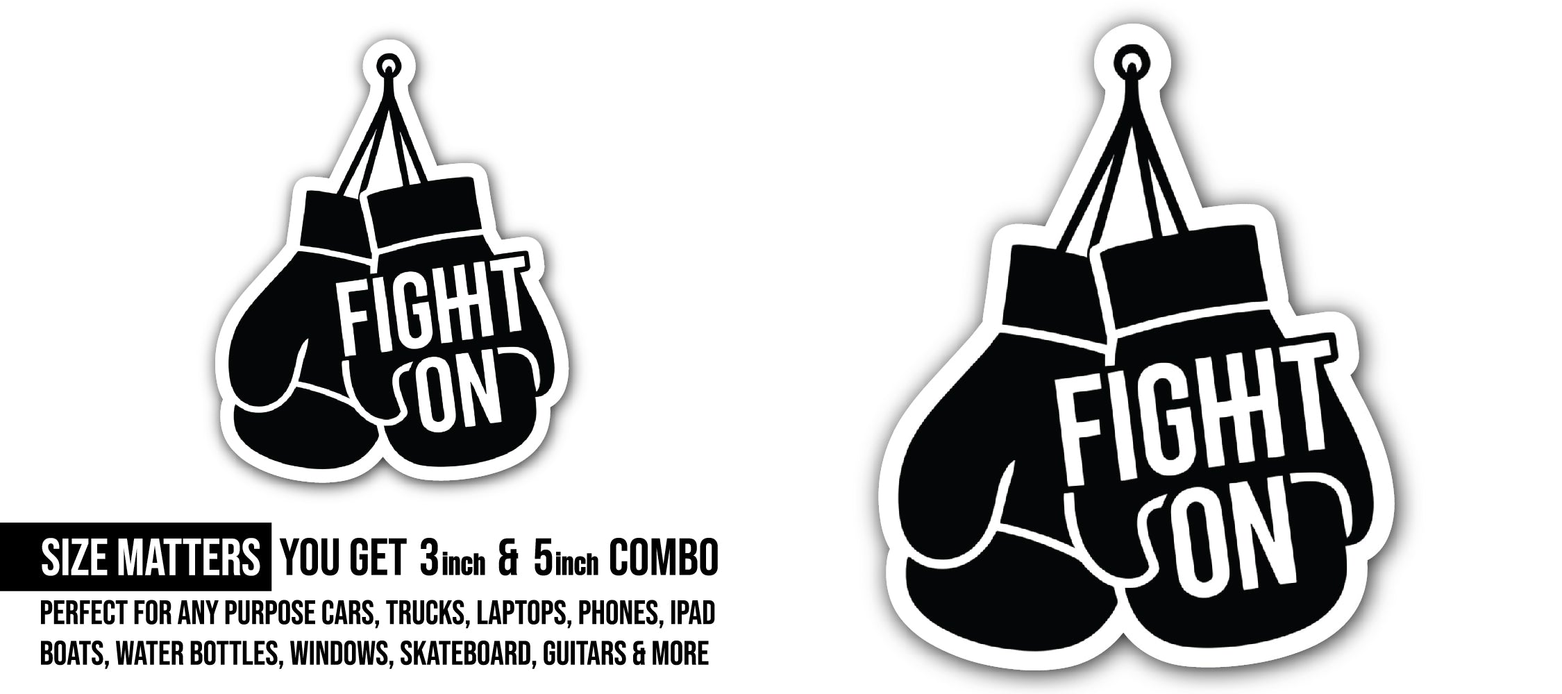 Boxing Glove Sticker, Waterproof Vinyl Decal Sticker Indoor Or Outdoor 2 (Pieces) 3" and 5"
