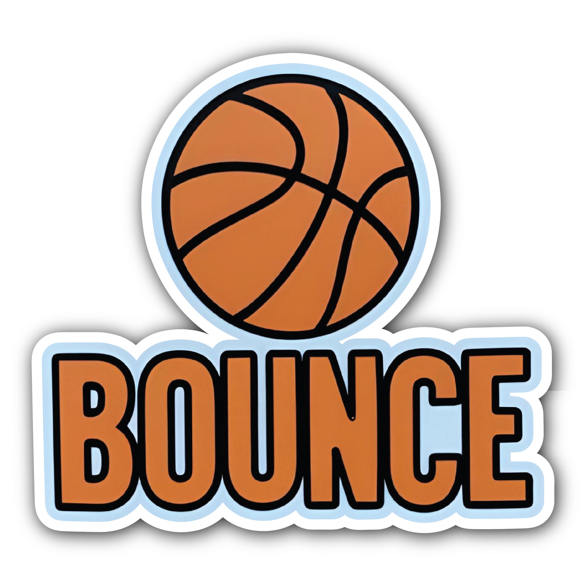Bounce Basketball Sticker, Waterproof Vinyl Decal Sticker Indoor Or Outdoor 2 (Pieces) 3" and 5"