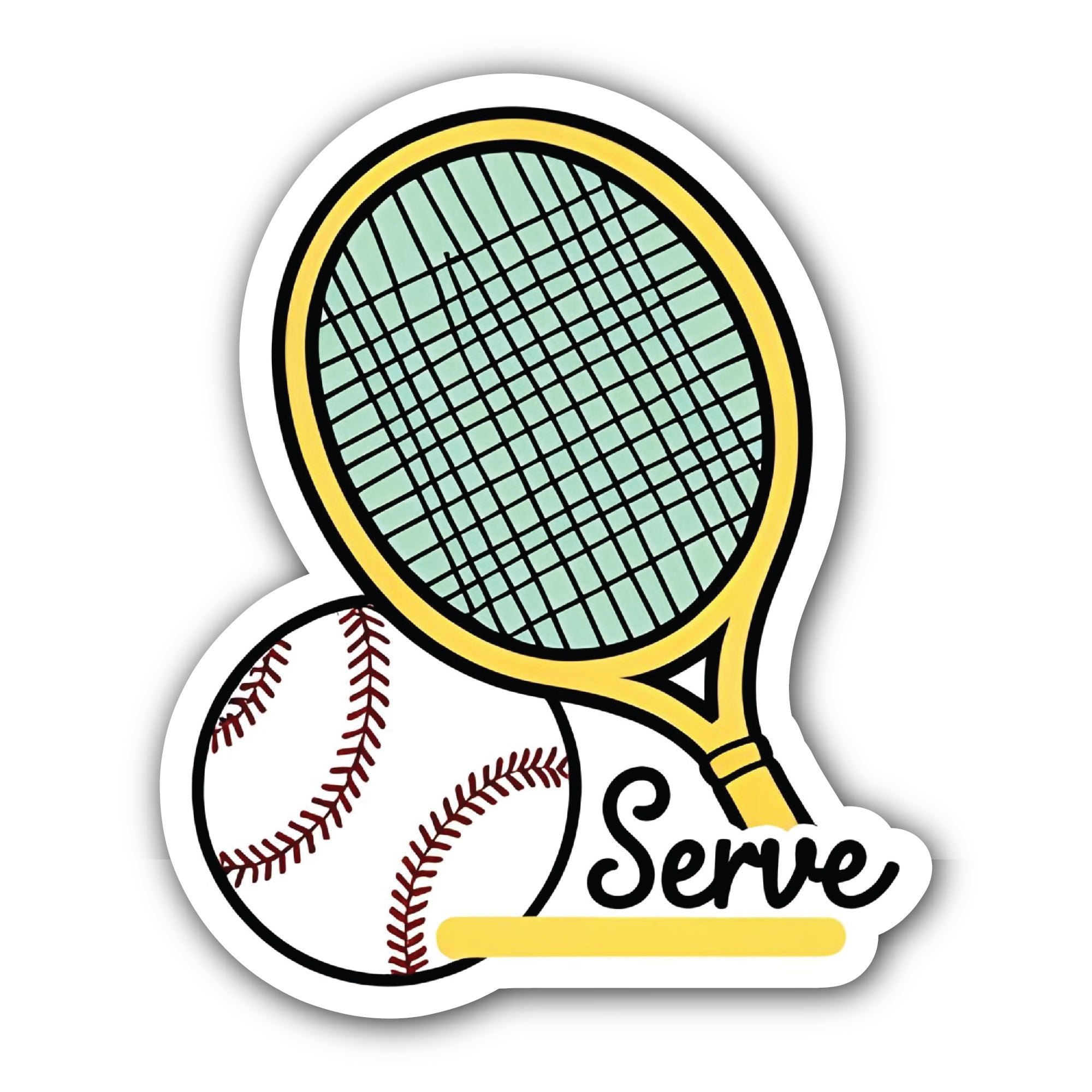 Tennis & Baseball Serve Sticker, Waterproof Vinyl Decal Sticker Indoor Or Outdoor 2 (Pieces) 3" and 5"