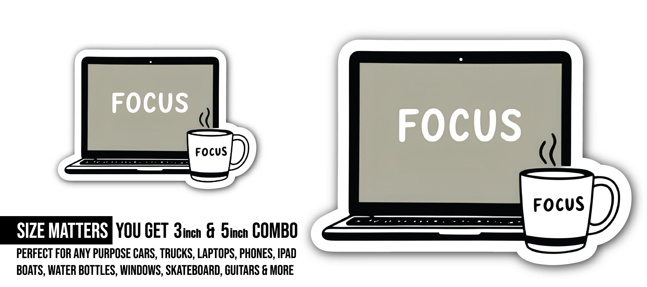 Focus Sticker, Waterproof Vinyl Decal Sticker Indoor Or Outdoor 2 (Pieces) 3" and 5"