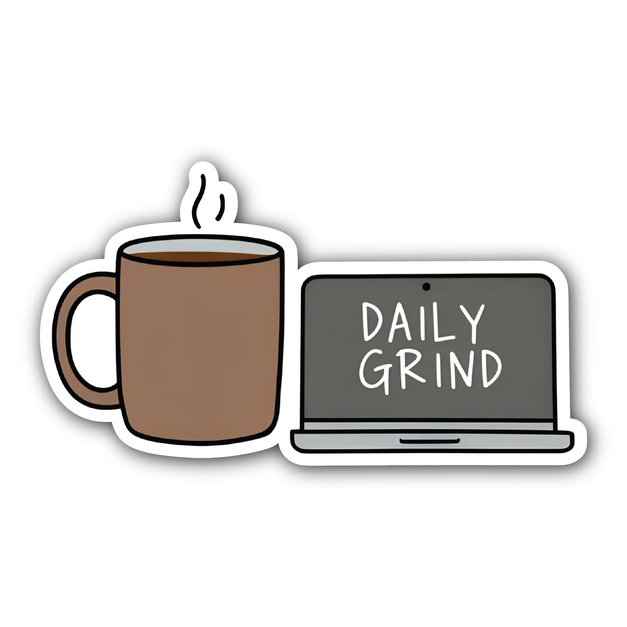 Daily Grind Sticker, Waterproof Vinyl Decal Sticker Indoor Or Outdoor 2 (Pieces) 3" and 5"