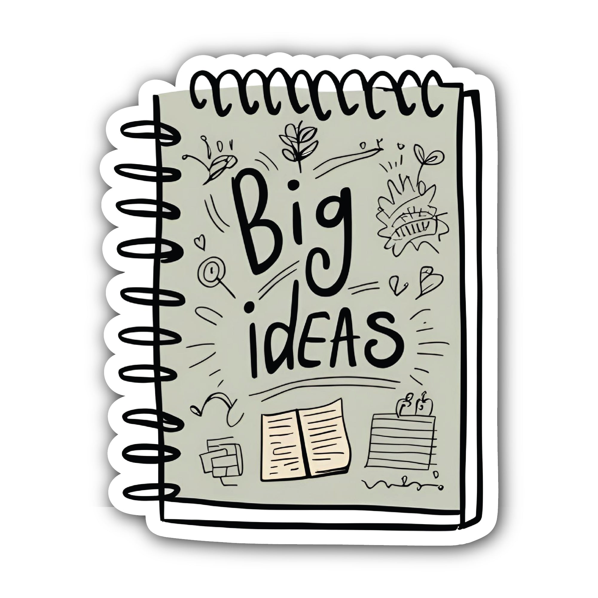 Big Ideas Book Sticker, Waterproof Vinyl Decal Sticker Indoor Or Outdoor 2 (Pieces) 3" and 5"