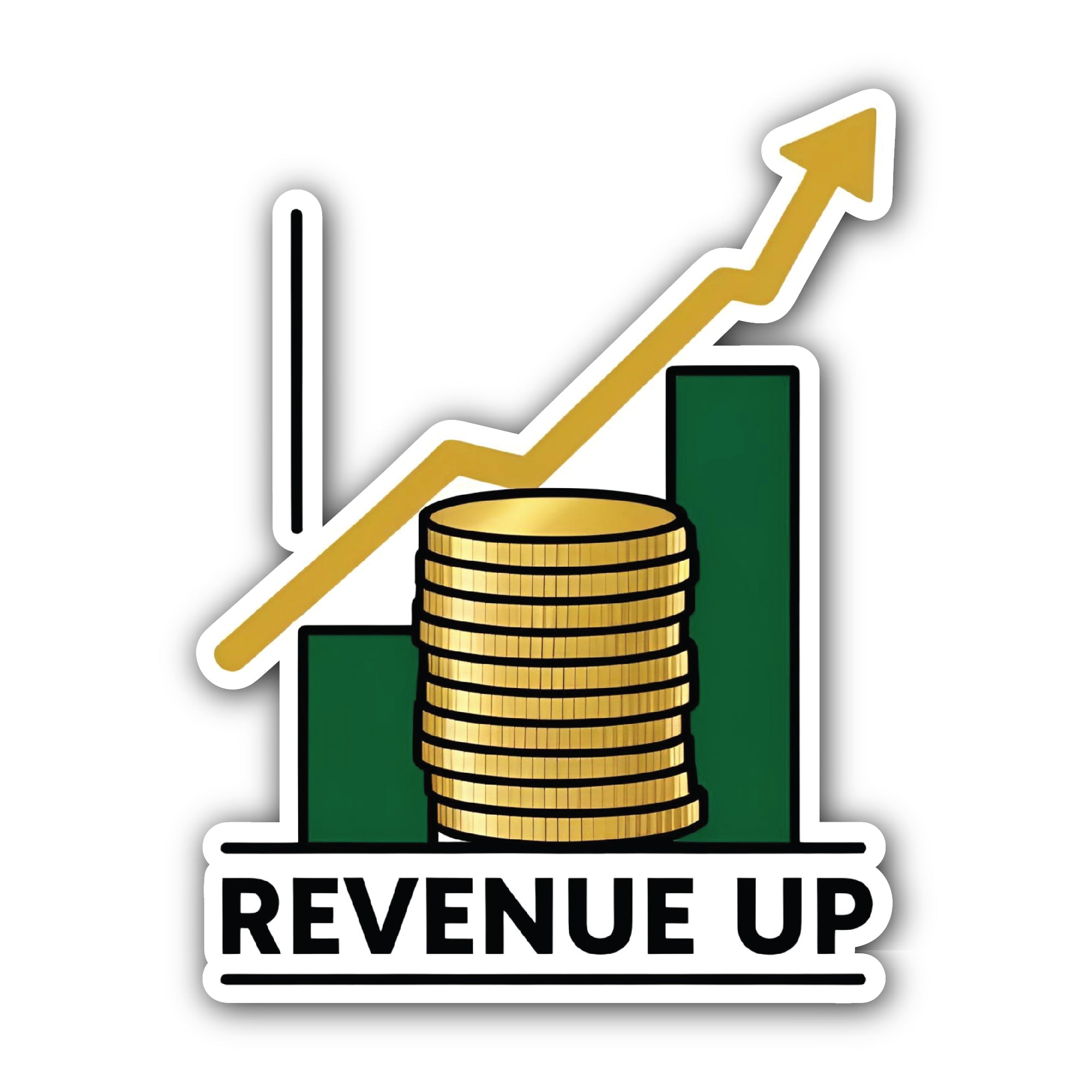 Revenue UP Sticker, Waterproof Vinyl Decal Sticker Indoor Or Outdoor 2 (Pieces) 3" and 5"
