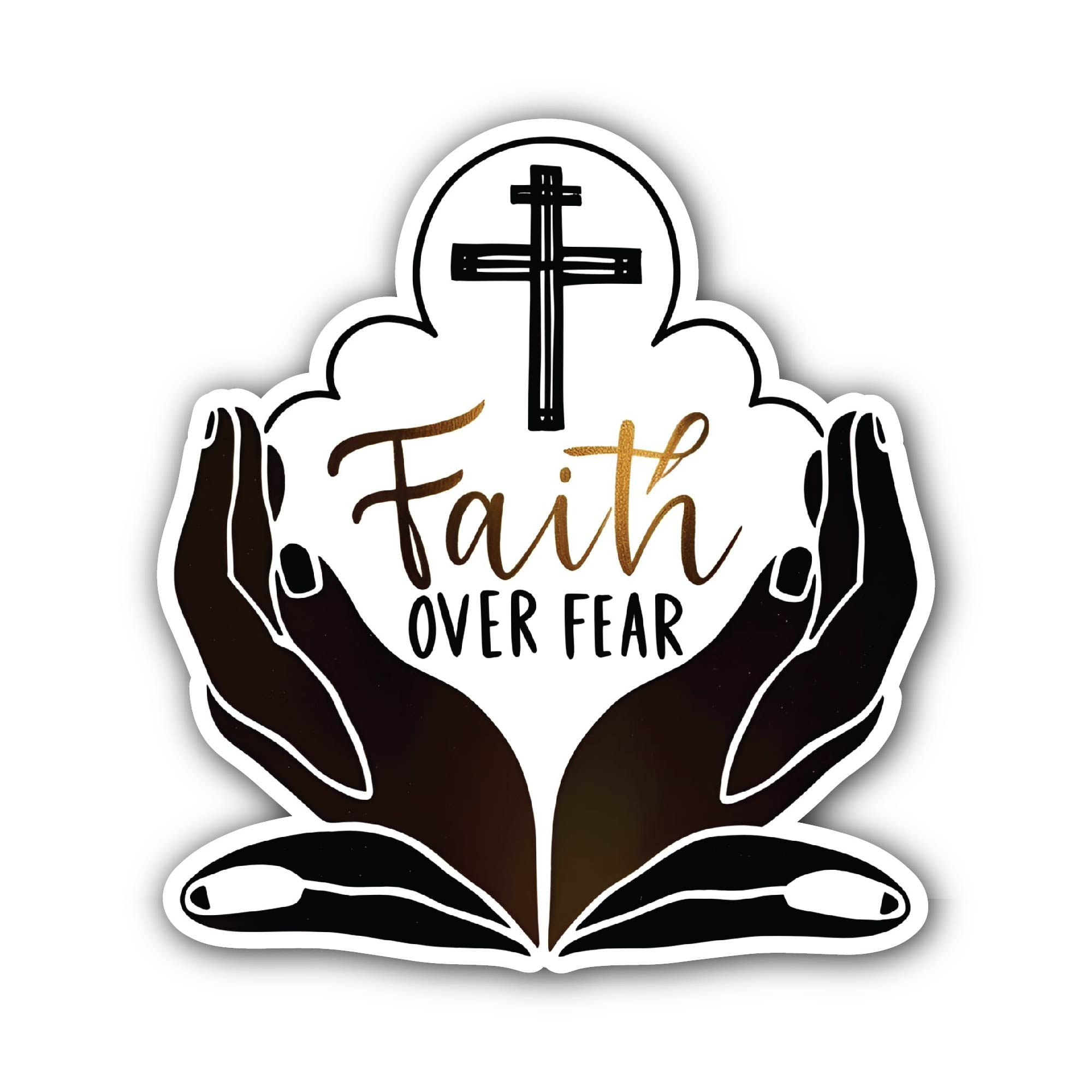 Faith Over Fear Sticker, Waterproof Vinyl Decal Sticker Indoor Or Outdoor 2 (Pieces) 3" and 5"