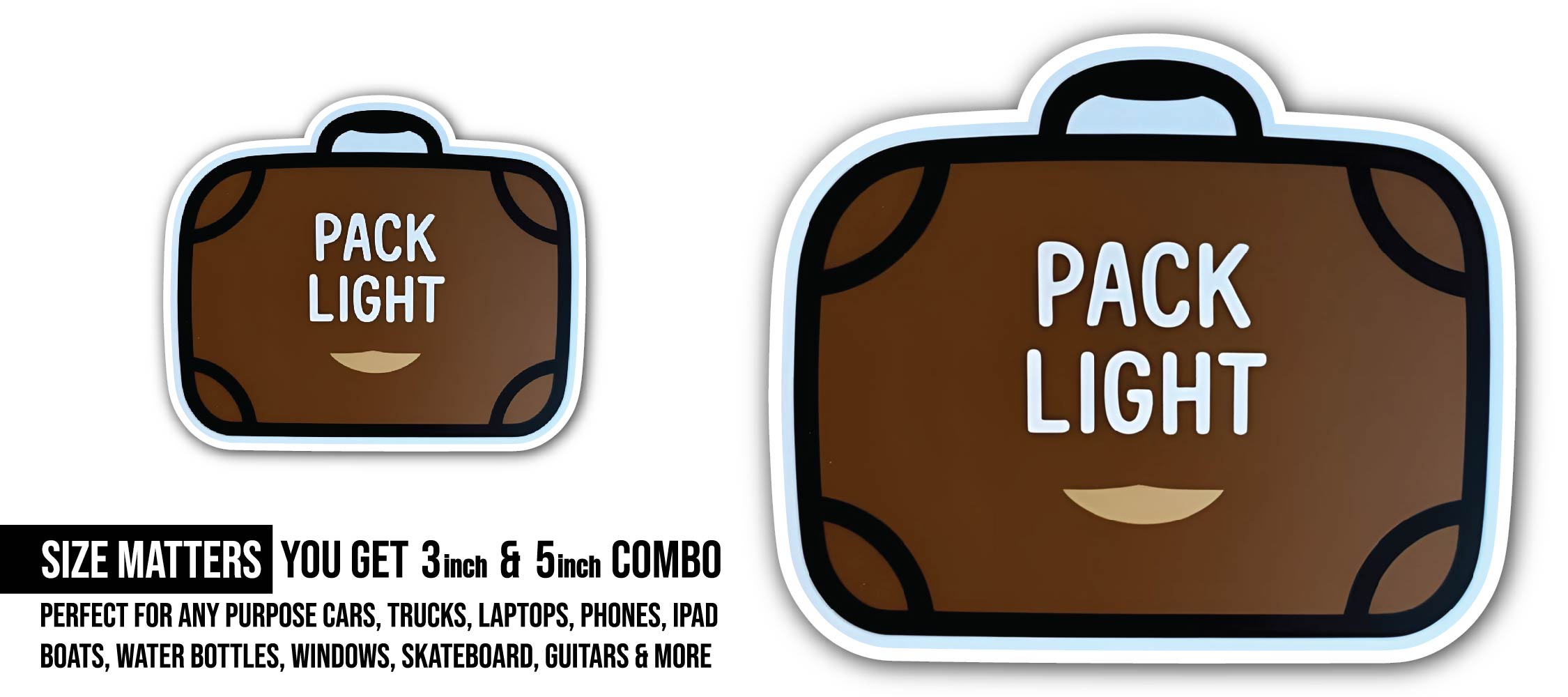 Pack Light Sticker, Waterproof Vinyl Decal Sticker Indoor Or Outdoor 2 (Pieces) 3" and 5"