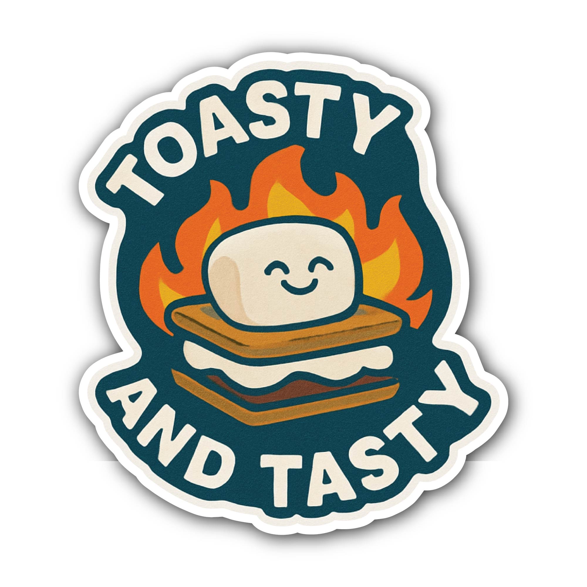 Toasty Marshmallow Sticker, Waterproof Vinyl Decal Sticker Indoor Or Outdoor 2 (Pieces) 3" and 5"