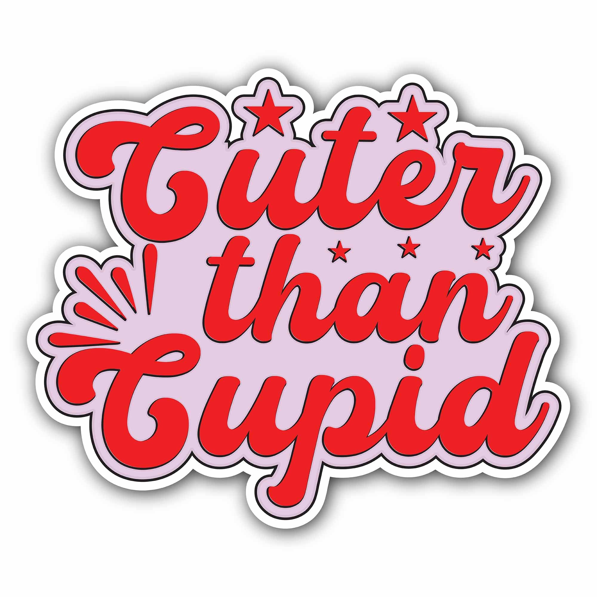 Cuter Than Cupid Sticker, Waterproof Vinyl Decal Sticker Indoor Or Outdoor 2 (Pieces) 3" and 5"