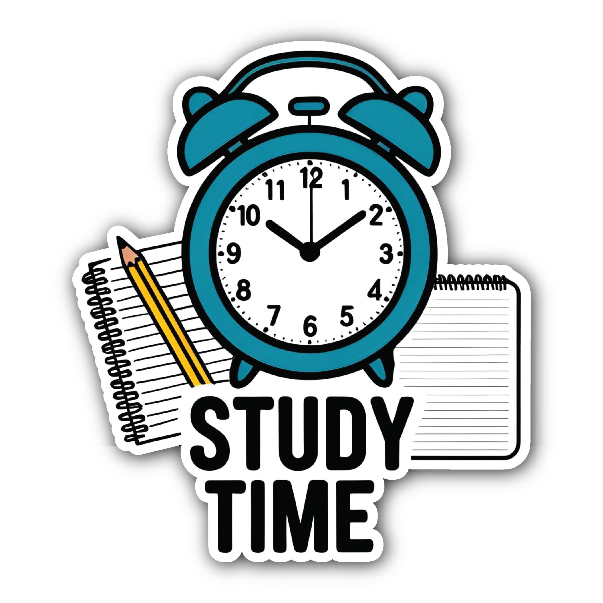 Study Time Sticker, Waterproof Vinyl Decal Sticker Indoor Or Outdoor 2 (Pieces) 3" and 5"