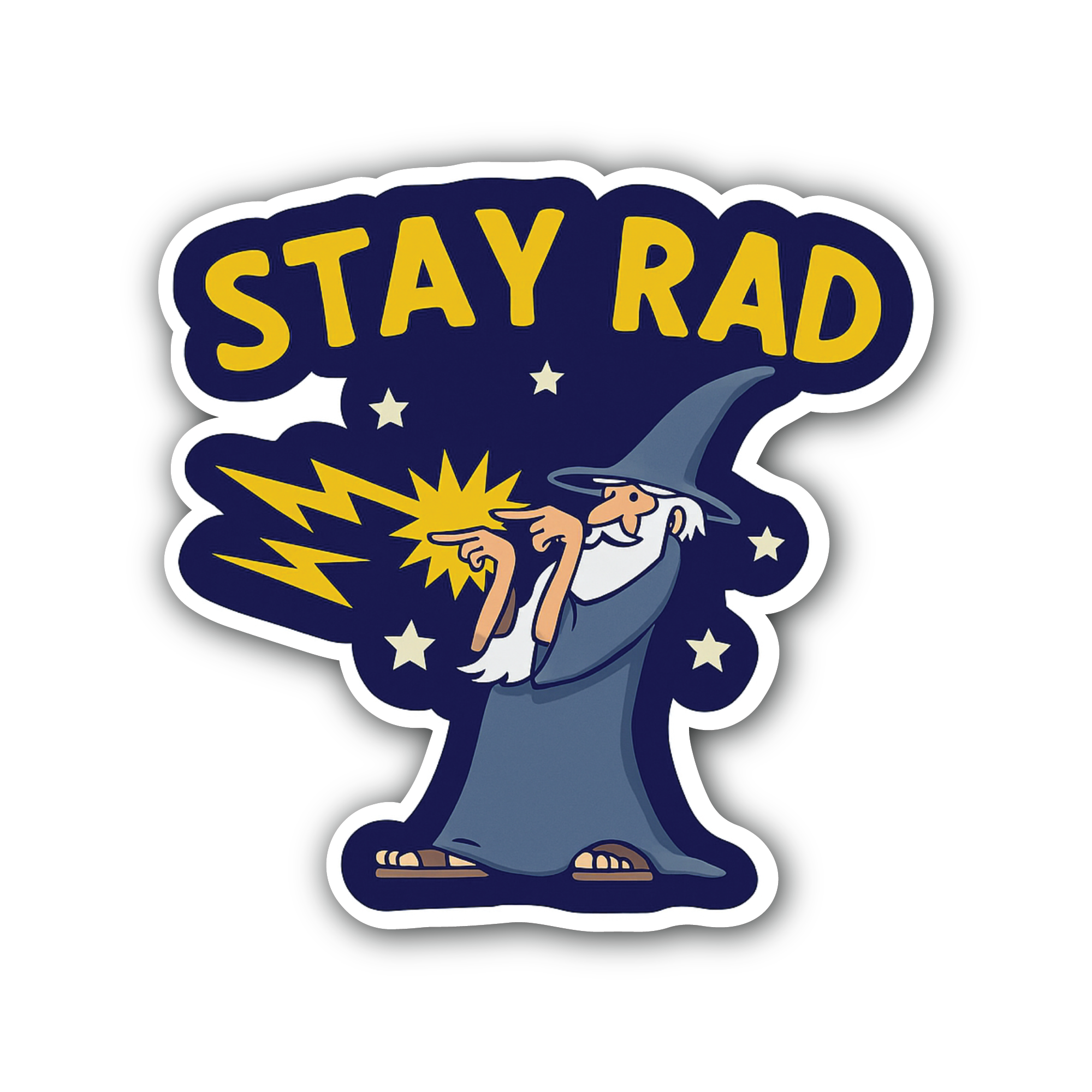 Stay Rad Wizard Sticker, Waterproof Vinyl Decal Sticker Indoor Or Outdoor 2 (Pieces) 3" and 5"