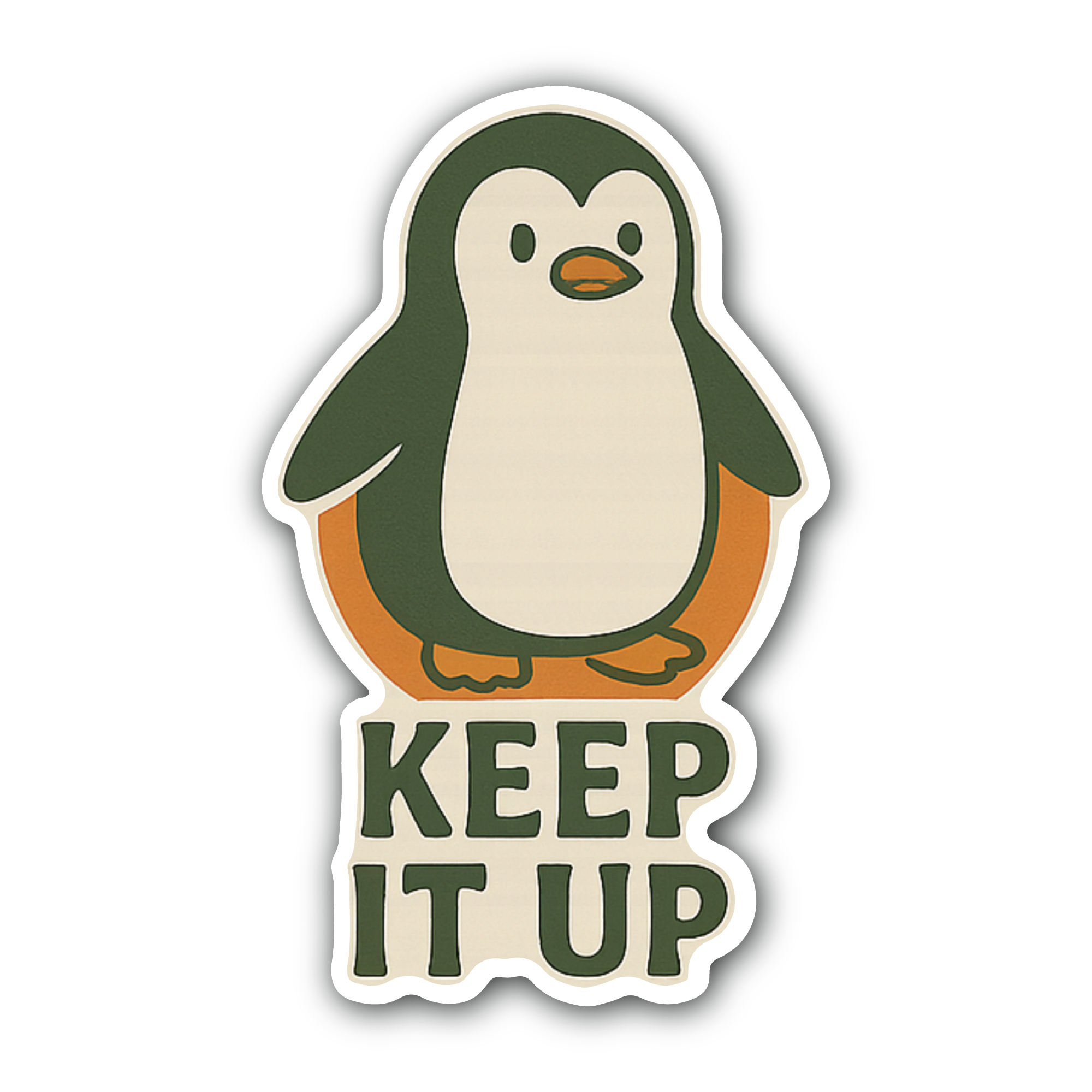 Keep It Up Penguin Sticker, Waterproof Vinyl Decal Sticker Indoor Or Outdoor 2 (Pieces) 3" and 5"