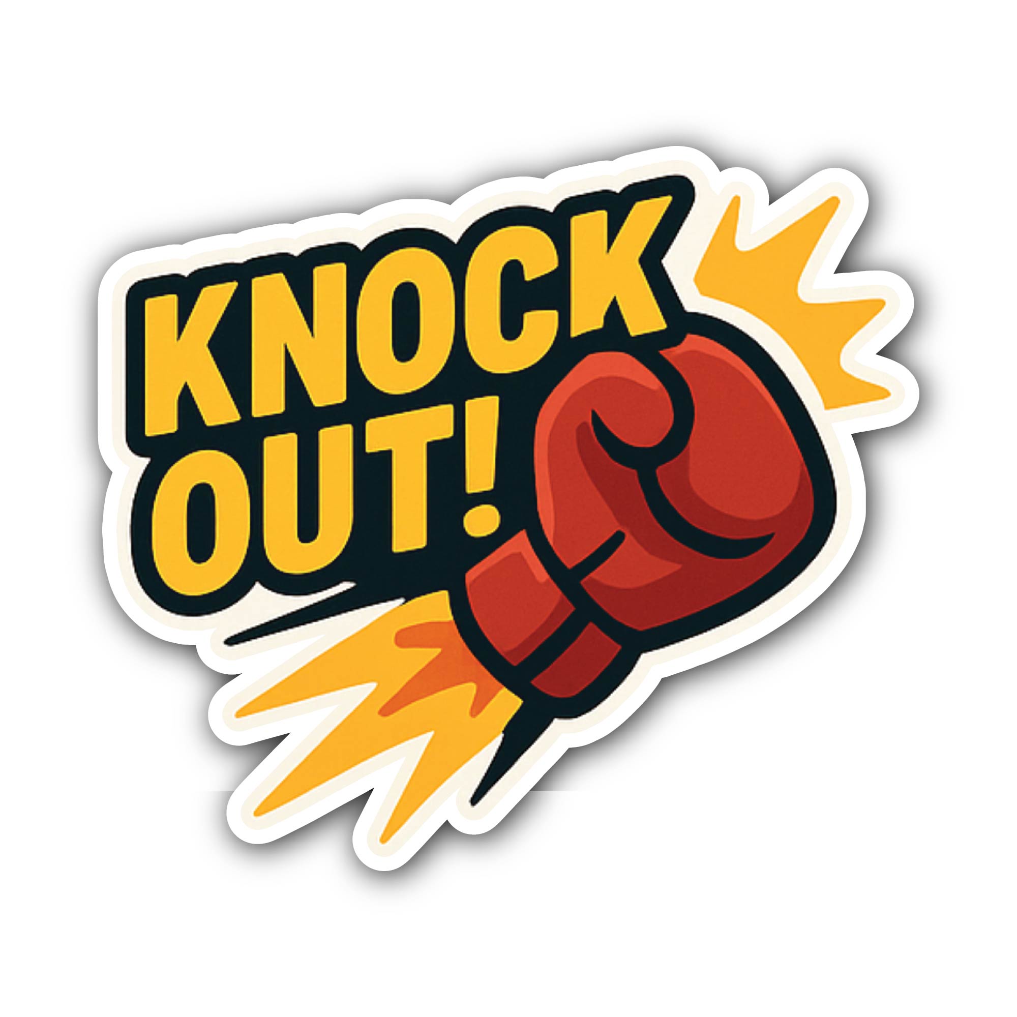 Knock Out! Sticker, Waterproof Vinyl Decal Sticker Indoor Or Outdoor 2 (Pieces) 3" and 5"