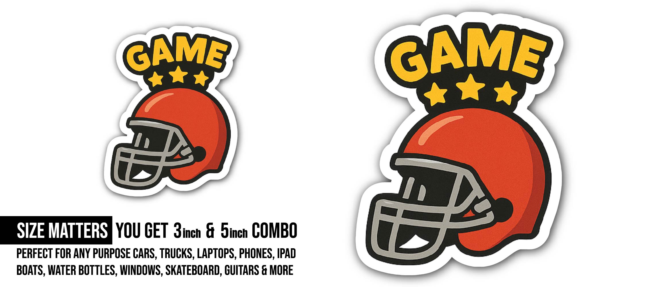 Game Sticker, Waterproof Vinyl Decal Sticker Indoor Or Outdoor 2 (Pieces) 3" and 5"