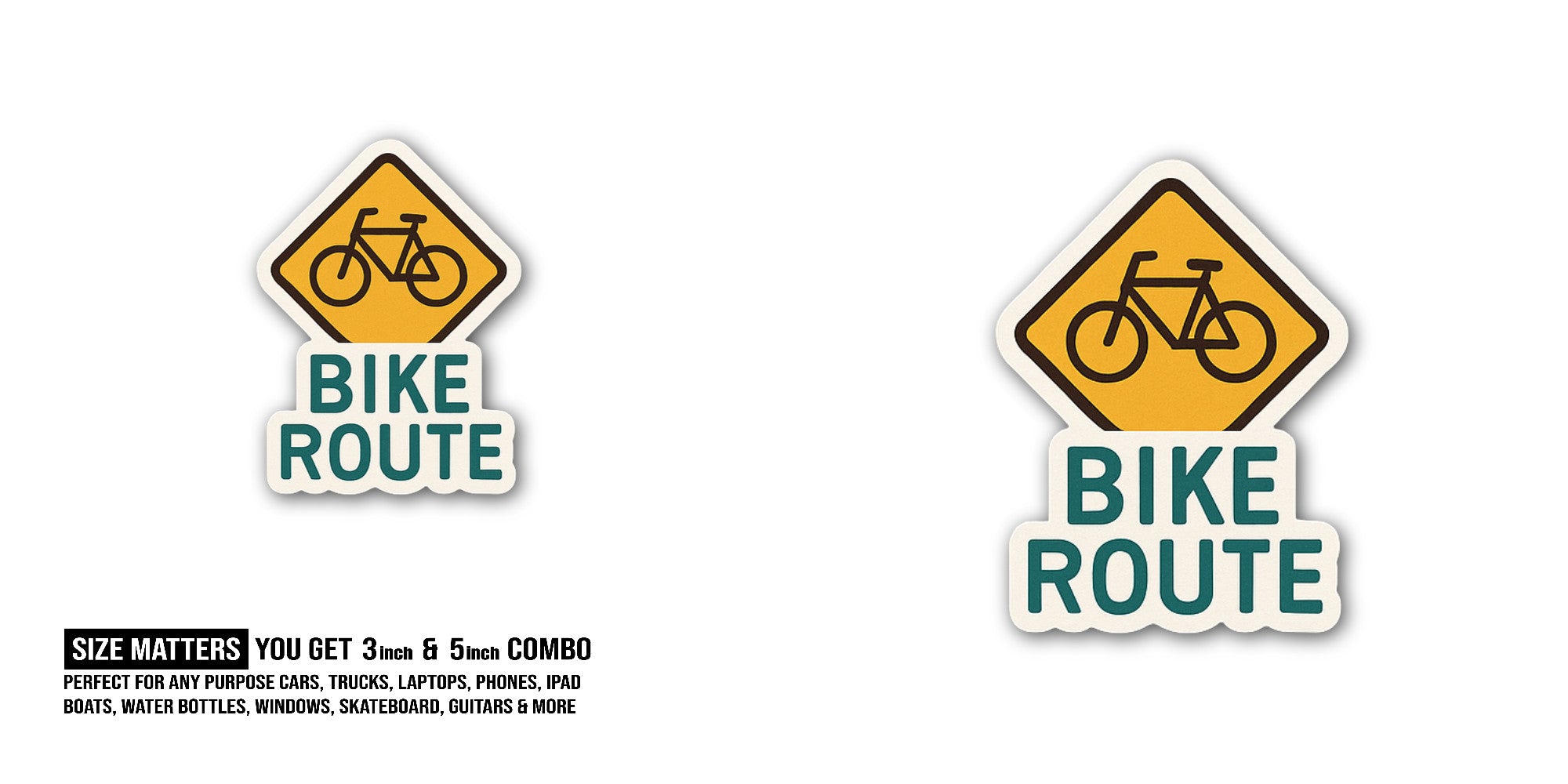 Bike Route Sticker, Waterproof Vinyl Decal Sticker Indoor Or Outdoor 2 (Pieces) 3" and 5"