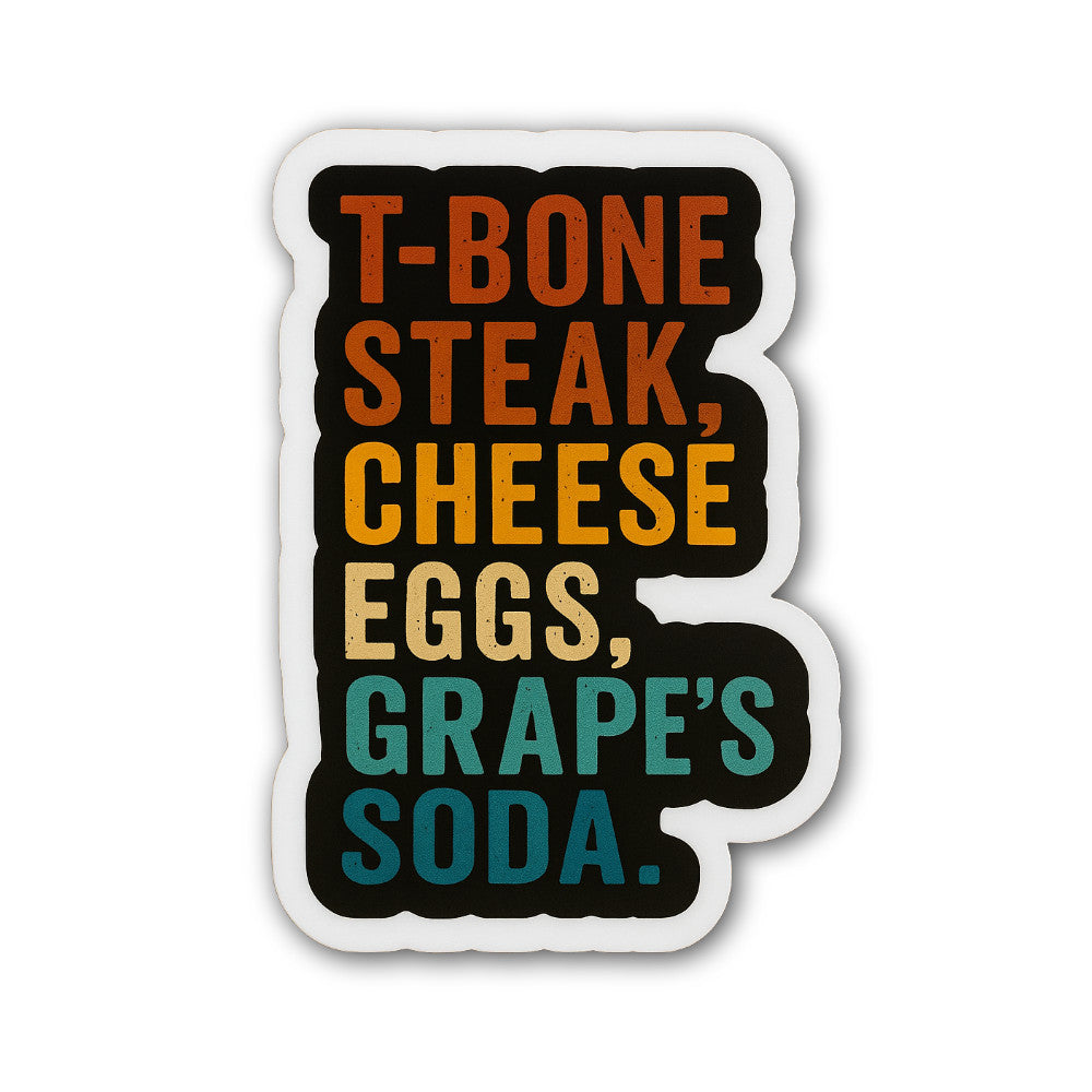 T-Bone Sticker, Waterproof Vinyl Decal Sticker Indoor Or Outdoor 2 (Pieces) 3" and 5"