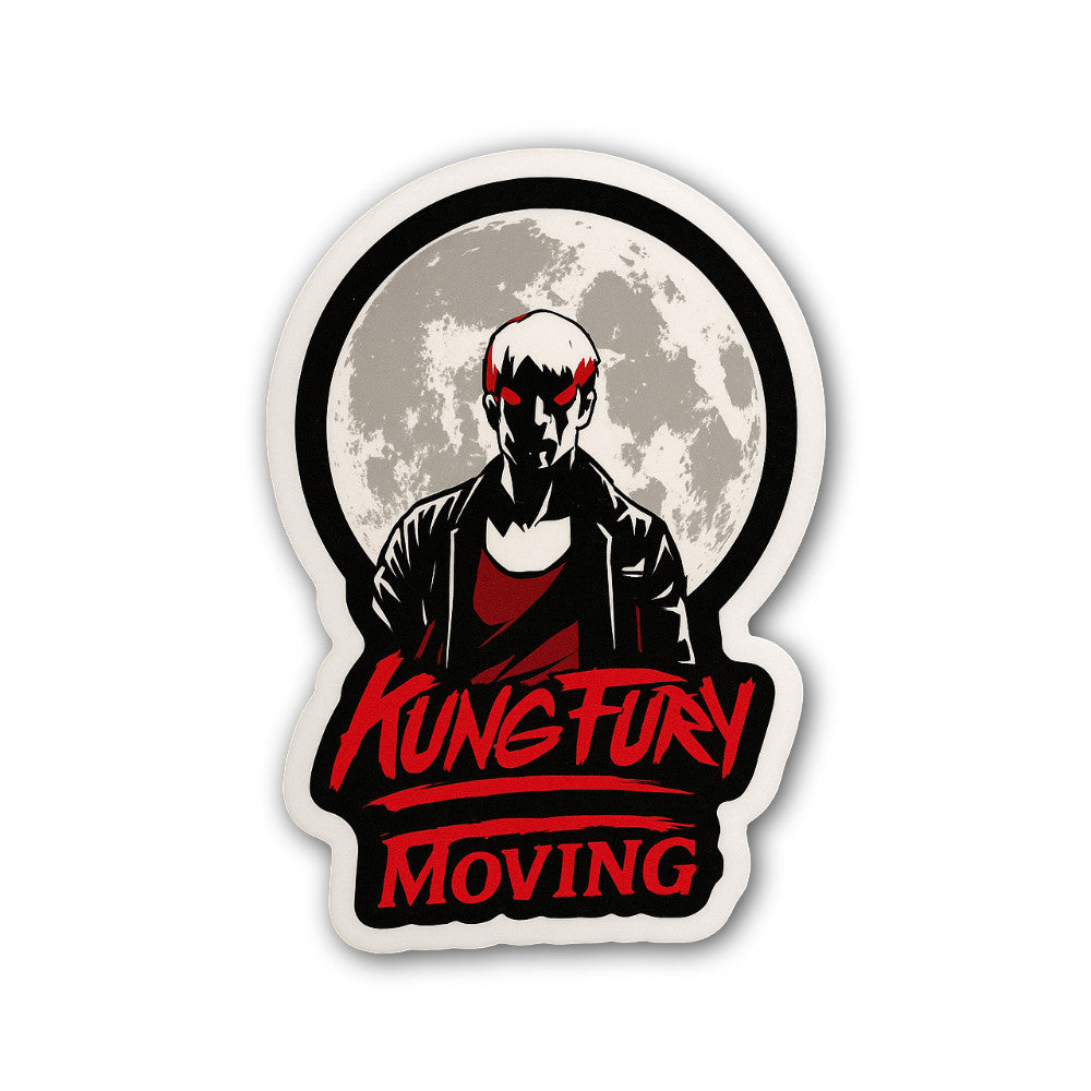 KUNG FURY MOVING Sticker, Waterproof Vinyl Decal Sticker Indoor Or Outdoor 2 (Pieces) 3" and 5"