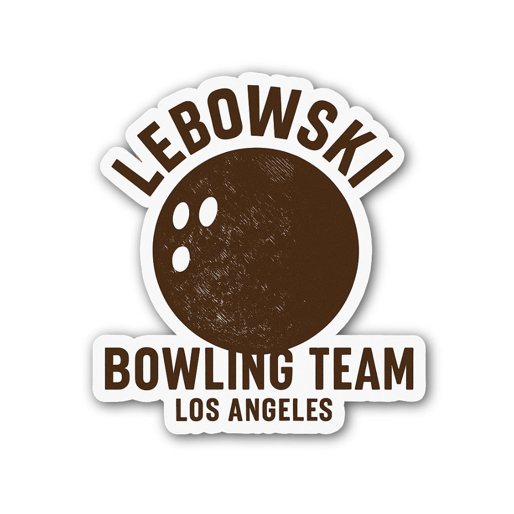 Lebowski Bowling Team Los Angeles Sticker, Waterproof Vinyl Decal Sticker Indoor Or Outdoor 2 (Pieces) 3" and 5"