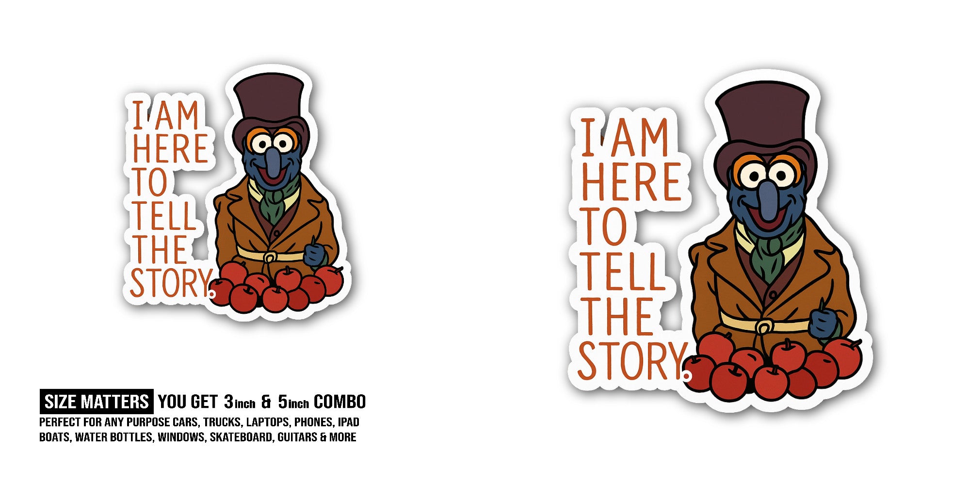I'am Here to Tell The Story Sticker, Waterproof Vinyl Decal Sticker Indoor Or Outdoor 2 (Pieces) 3" and 5"