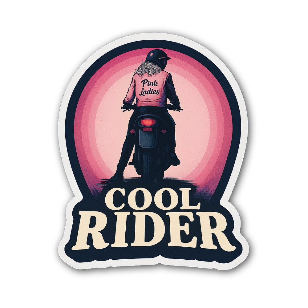 Cool Rider Sticker, Waterproof Vinyl Decal Sticker Indoor Or Outdoor 2 (Pieces) 3" and 5"